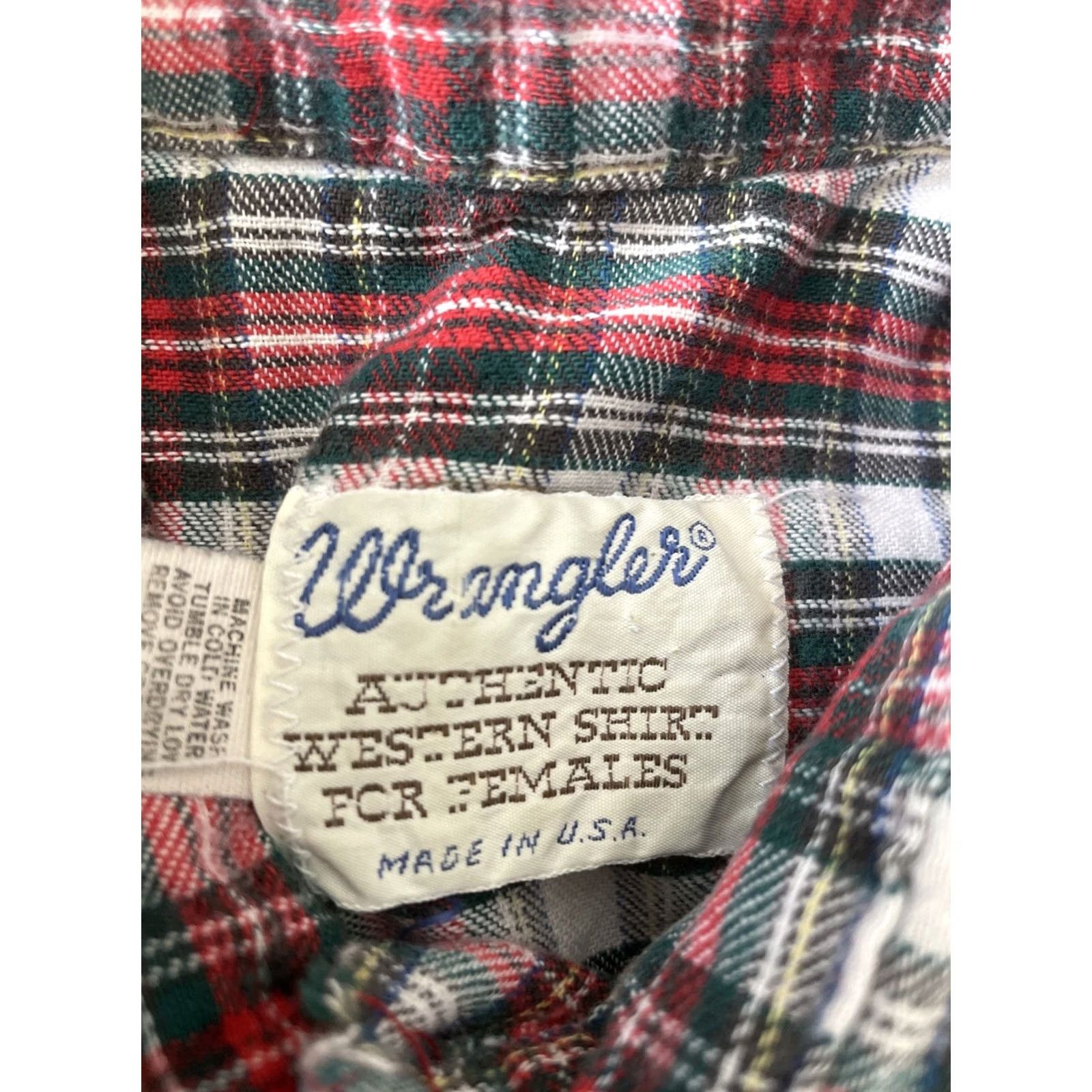 Wrangler VINTAGE Wrangler Shirt Womens M Plaid Red Pearl Snap 80s USA Rockabilly Size M / US 6-8 / IT 42-44 - 3 Thumbnail