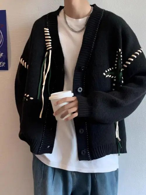 Japanese Brand Black star cardigan knitwear Size US M / EU 48-50 / 2 - 3 Thumbnail