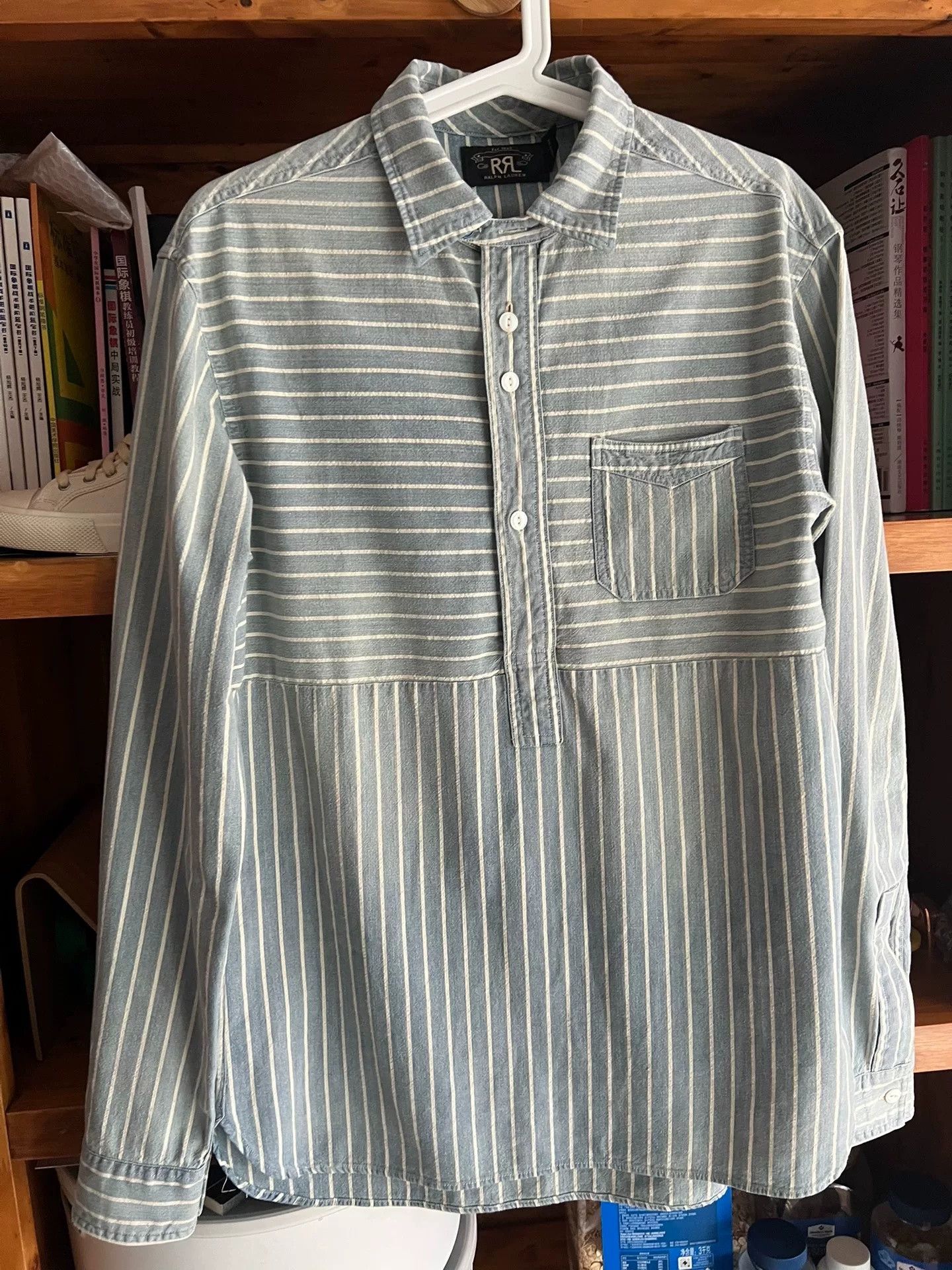 RRL Ralph Lauren RRL Striped Indigo Distressed Pullover Shirt Size US M / EU 48-50 / 2 - 2 Thumbnail
