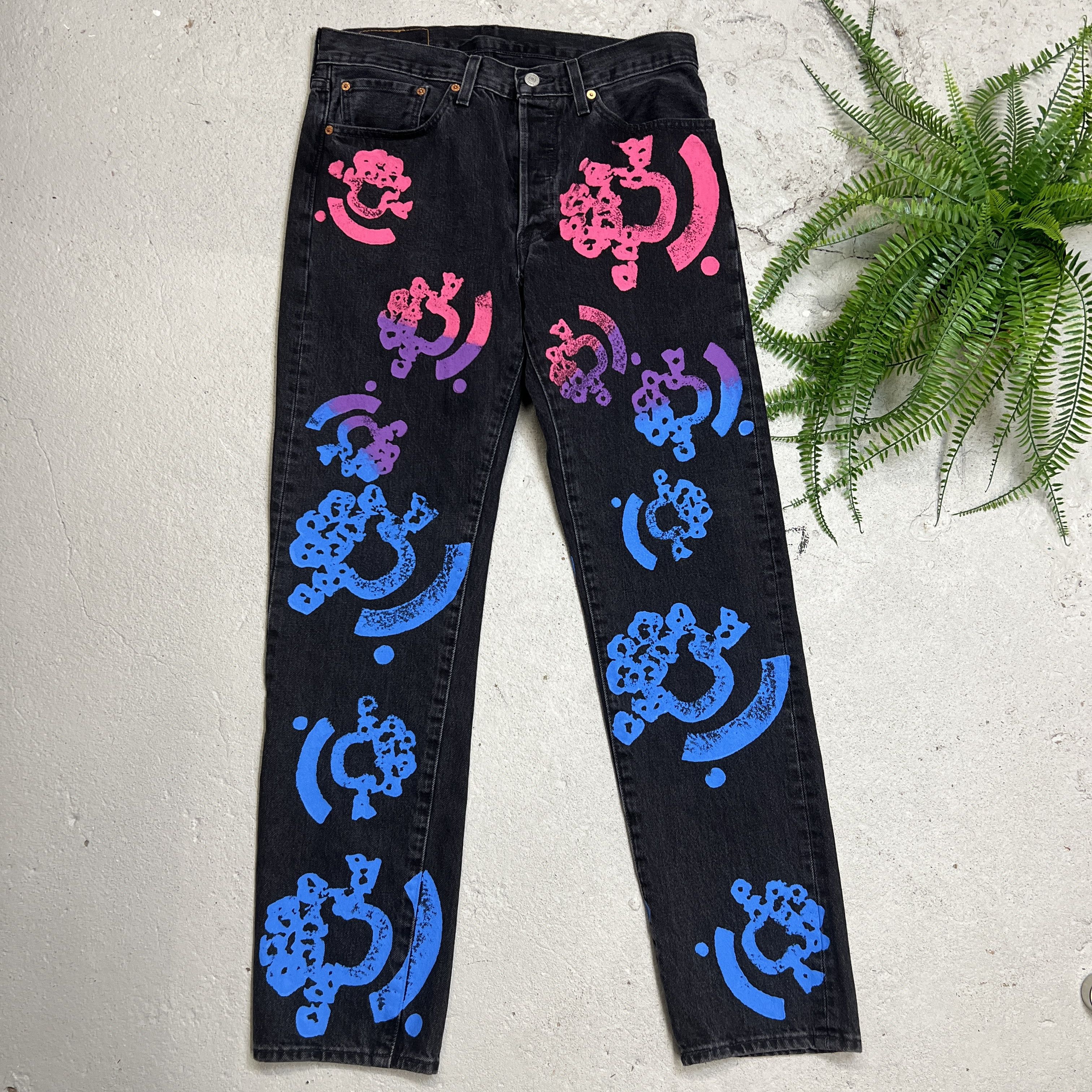 (B).Stroy × DENIM TEARS Denim Tears Bstroy Tears 501 Jean Size US 33 - 2 Thumbnail