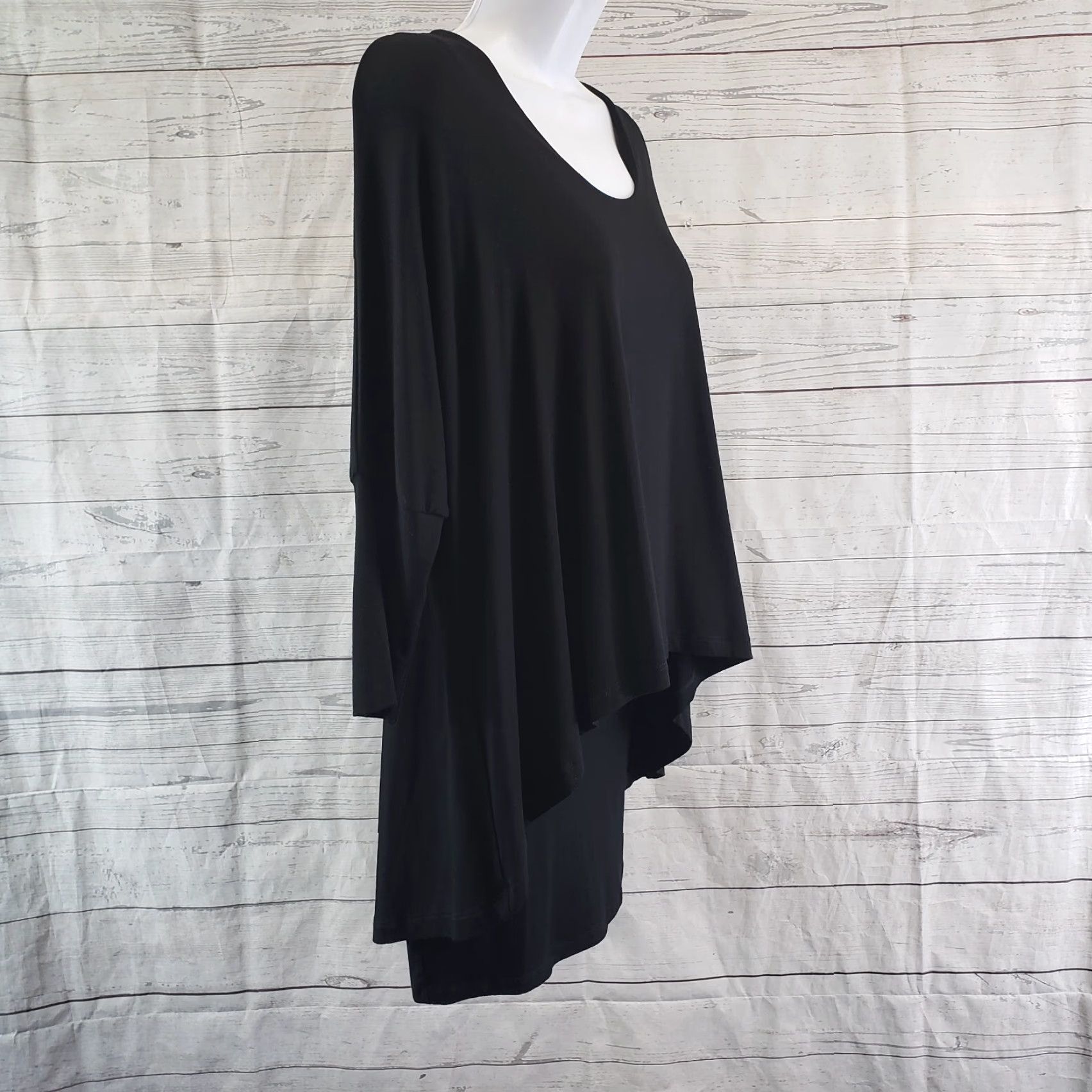 Vintage Testimony Los Angeles Womens Tunic Top Sz Small Black 3/4 Sleeve Rayon Blouse Size S / US 4 / IT 40 - 3 Thumbnail