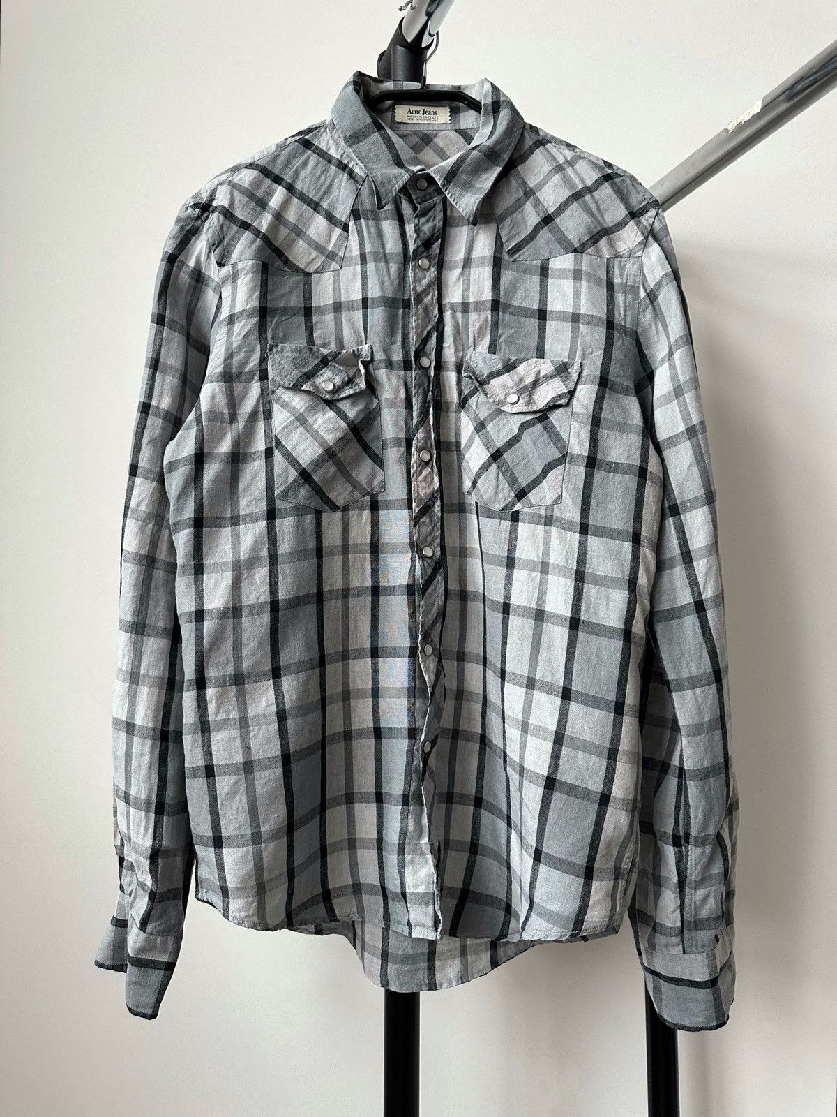 Acne Studios Acne Studios Jeans Linen Button Up Check Shirt Flannel Size US M / EU 48-50 / 2 - 1 Thumbnail