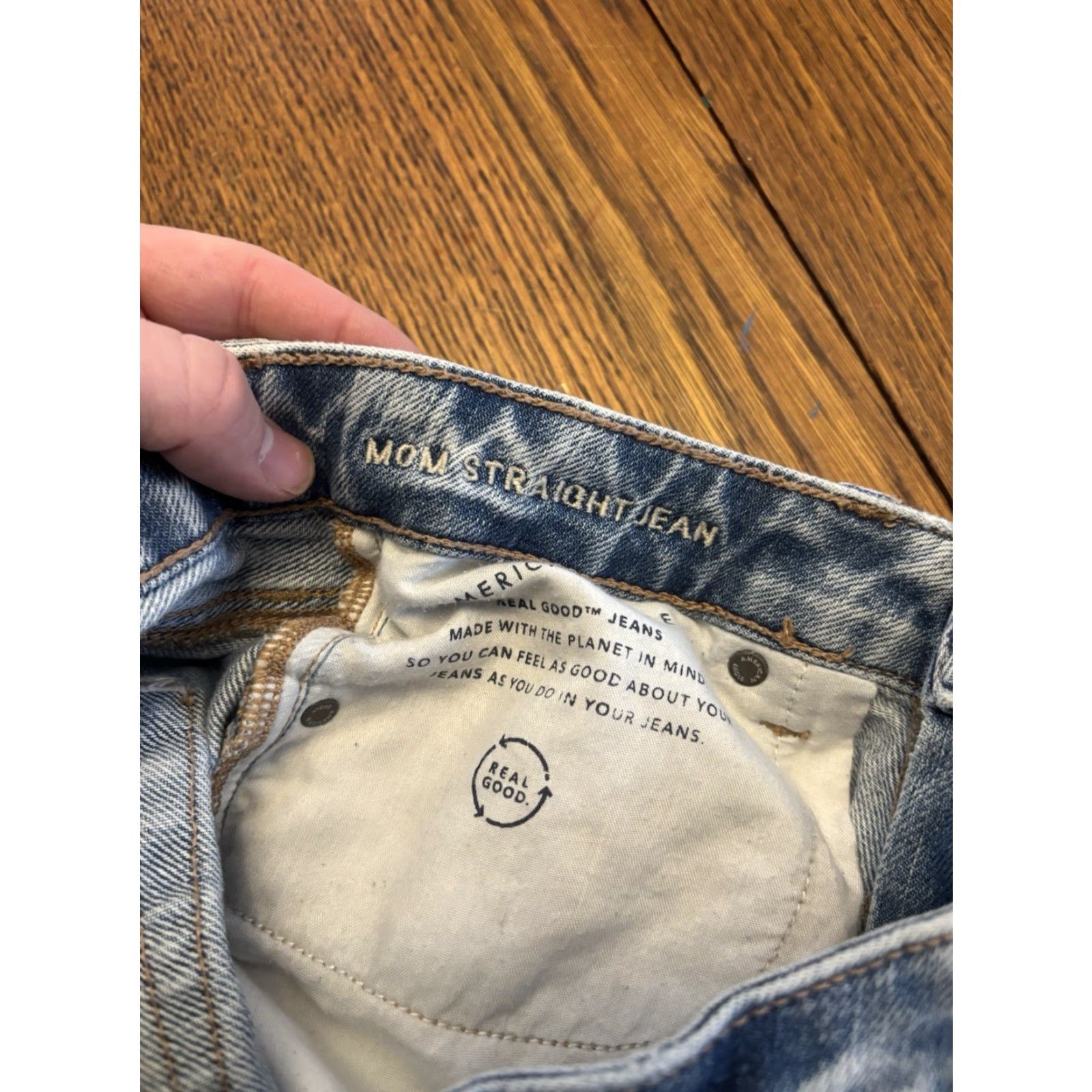 Vintage American Eagle Jeans Women’s Size 10 Blue Distressed Denim Mom Straight 5-Pocket Casual All Seasons Womens Size 32" / US 10 / IT 46 - 3 Thumbnail