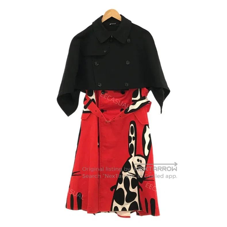 Comme des Garcons Comme Des Garcons Patchwork cloak long coat, Red and black Size S / US 4 / IT 40 - 2 Thumbnail