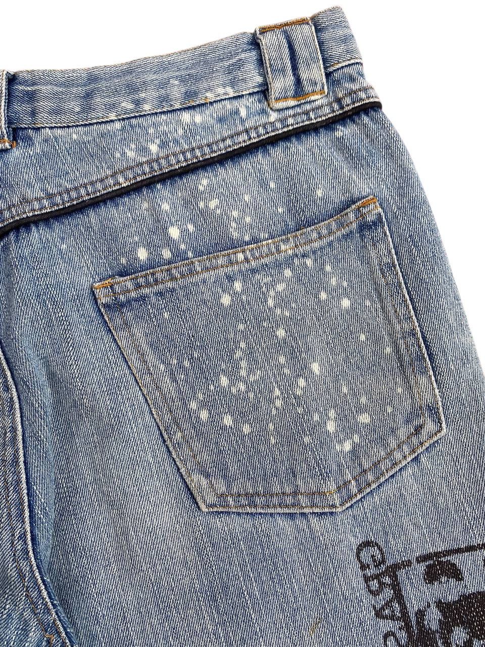 Japanese Brand 2000's In The Attic Poem All Over Print Washed Denim Size US 30 / EU 46 - 14 Thumbnail