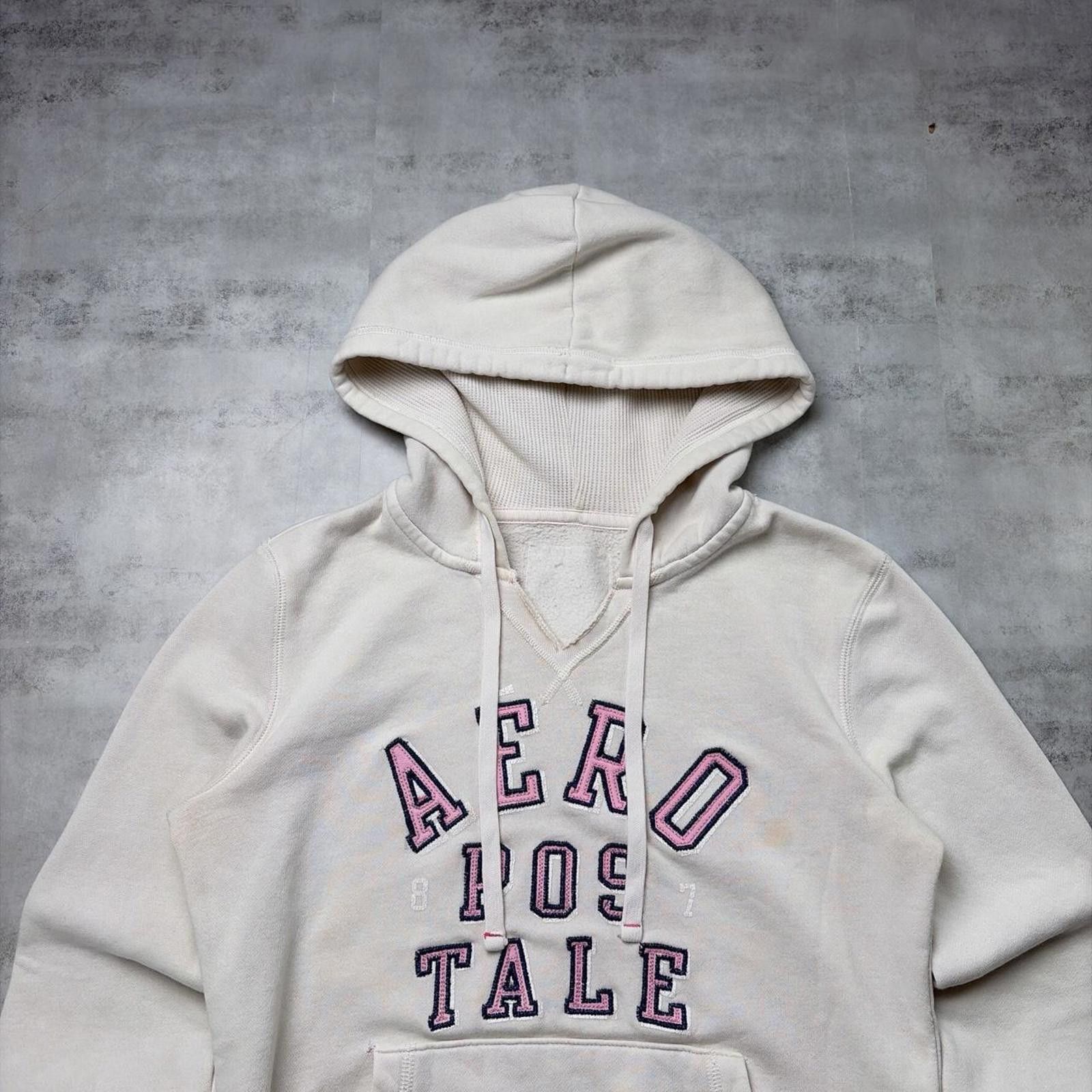 Aeropostale Y2K White Aeropostale Grunge Distressed Thermal Hoodie Size L / US 10 / IT 46 - 3 Thumbnail
