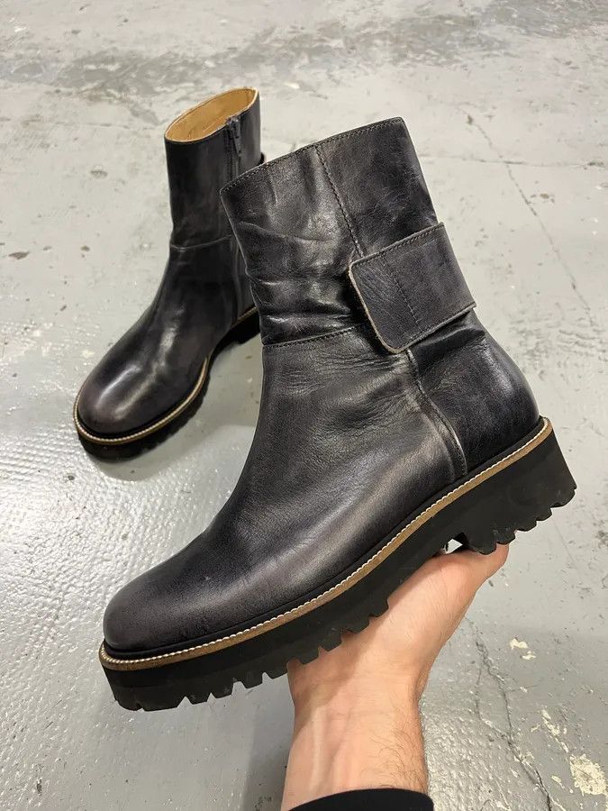 Maison Margiela Maison Margiela Grey Eroded Ankle Leather Boots Size US 6 / IT 36 - 1 Thumbnail