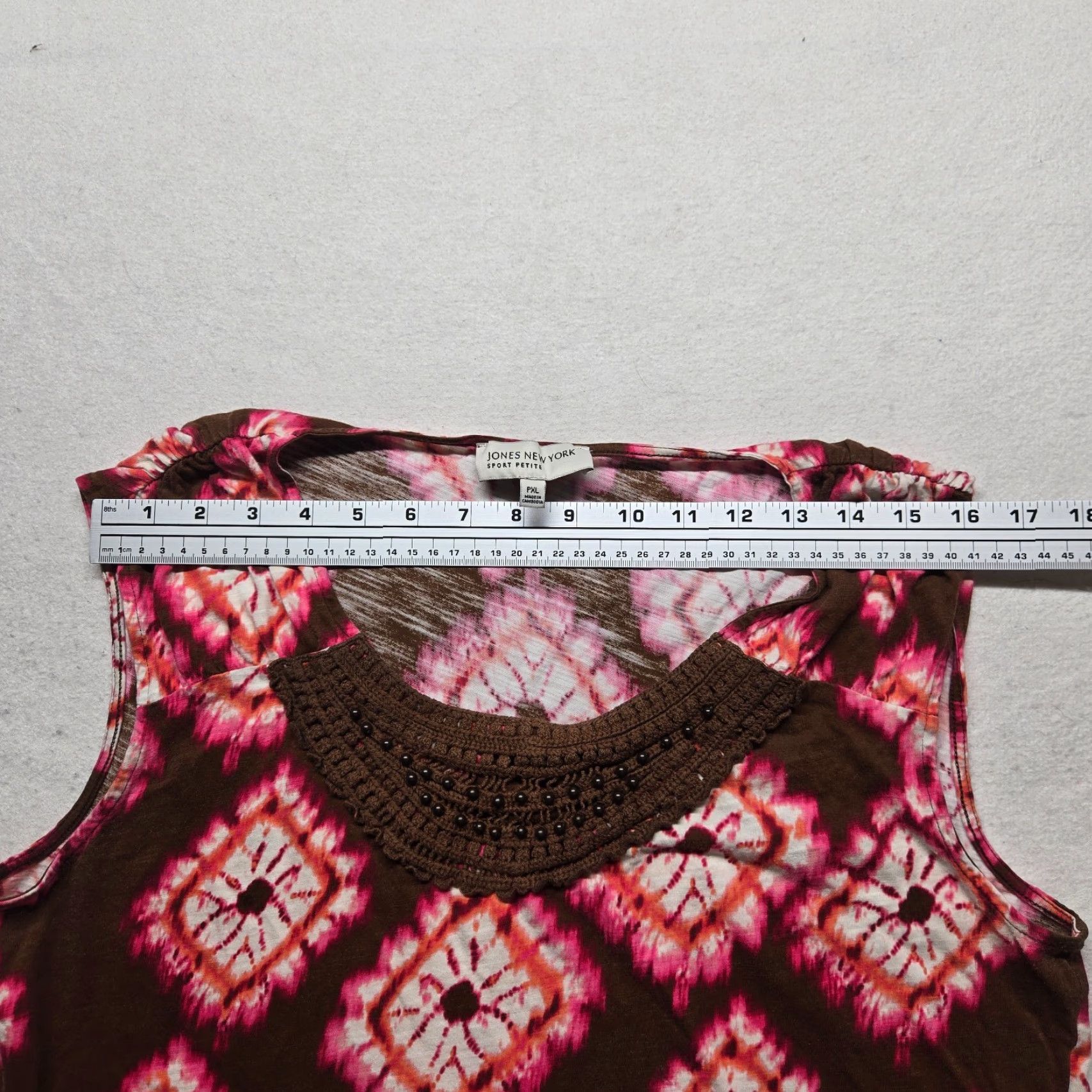 Jones New York Jones New York Shirt Sleeveless Knit Top Petite PXL Multicolor Floral Beaded Embroidered Sequin Womens 90s Size XL / US 12-14 / IT 48-50 - 4 Thumbnail