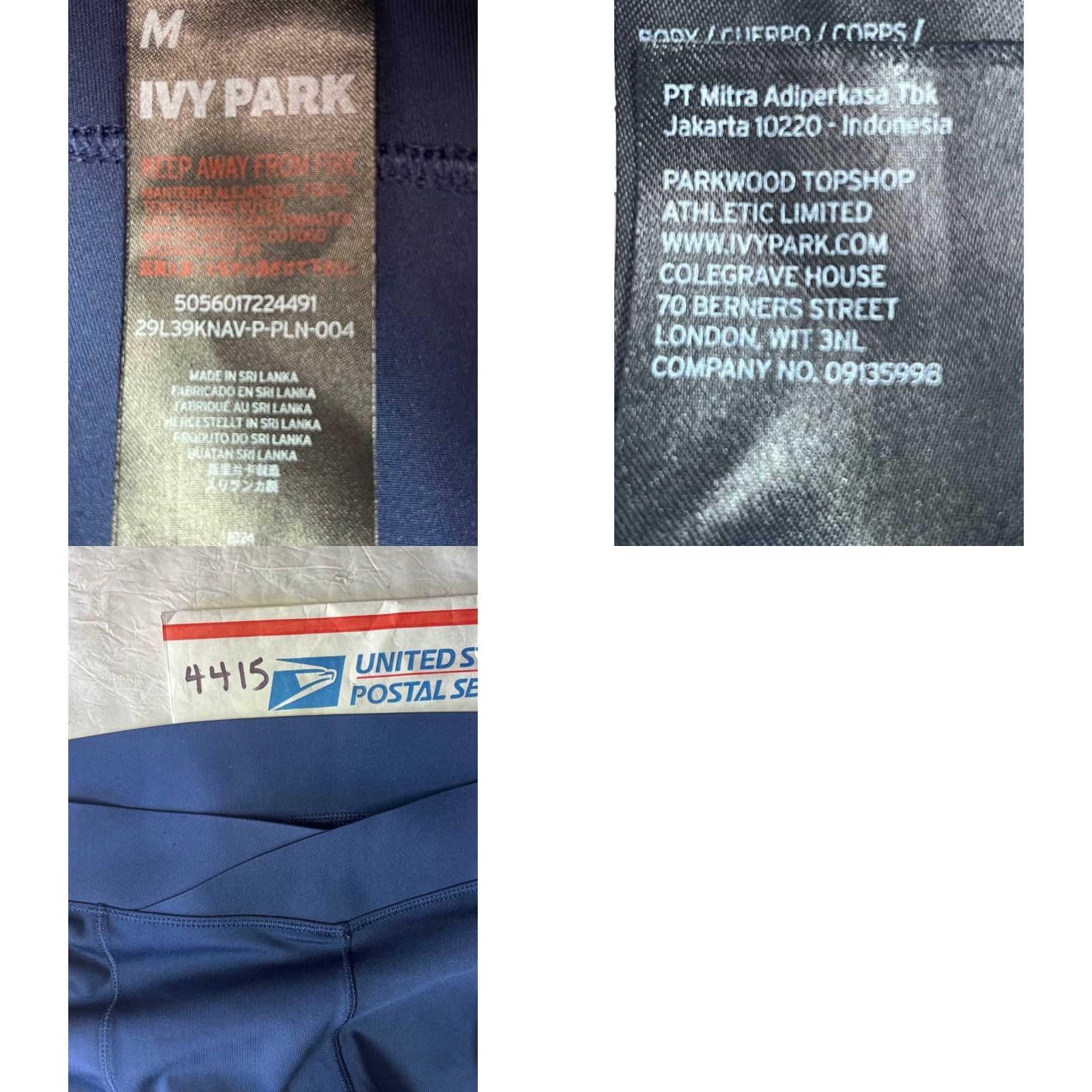 Ivy Park IVY PARK Leggings Women Regular Medium Blue Flaws See Leg Pics Ripped Activewear Compression Low Rise Size 32" / US 10 / IT 46 - 10 Thumbnail