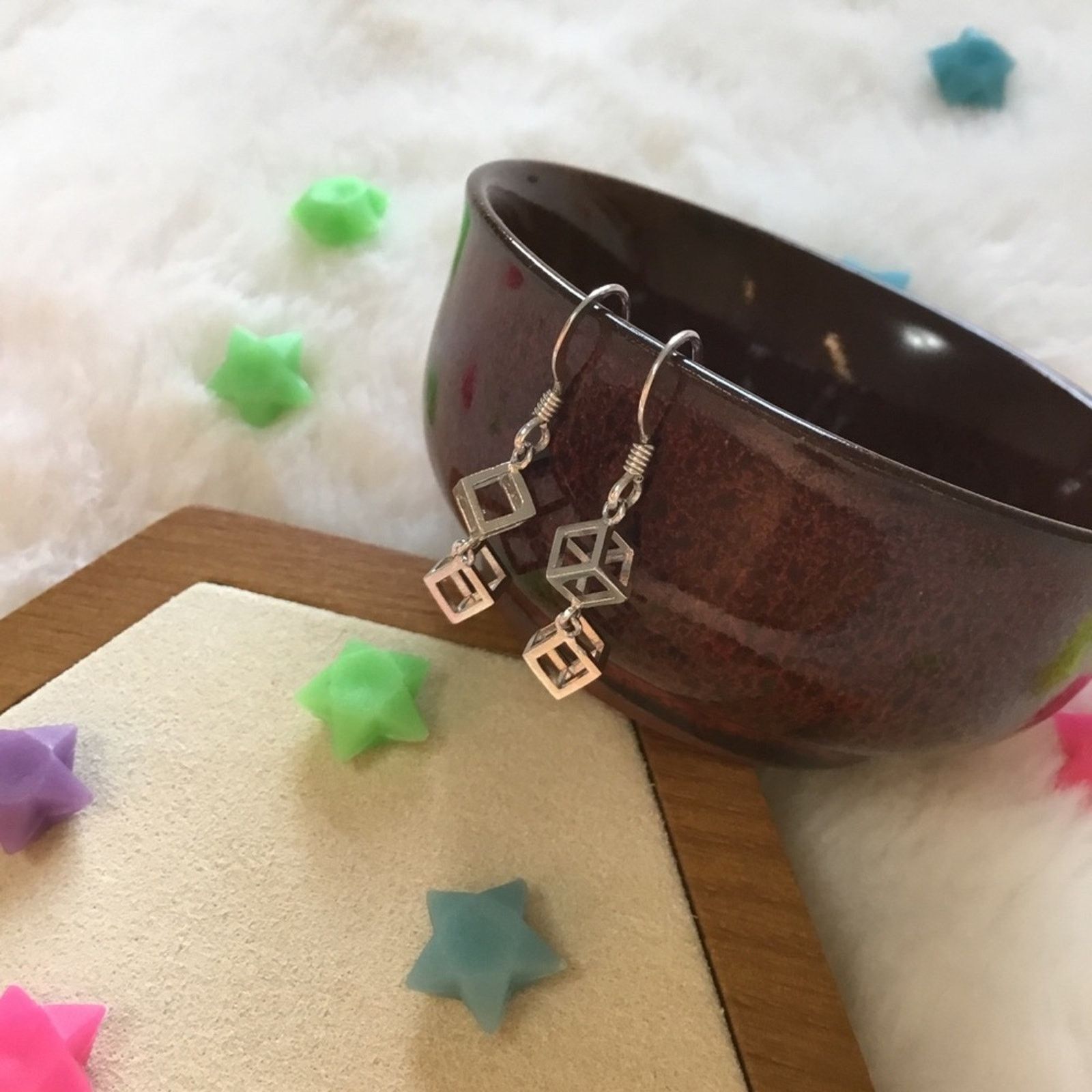 Other Silver Classic Mini Cube Drop Earrings Size ONE SIZE - 4 Thumbnail