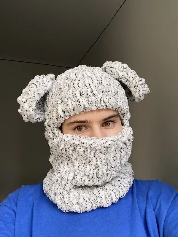 VIBE Handmade Knitted Balaclava Teddy Bear Style Size ONE SIZE - 4 Thumbnail