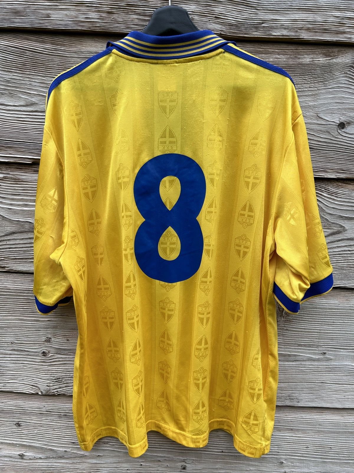 Adidas Adidas Sweden WC 1998 Johan Mjallby #8 Match Worn Jersey Size US XL / EU 56 / 4 - 8 Thumbnail