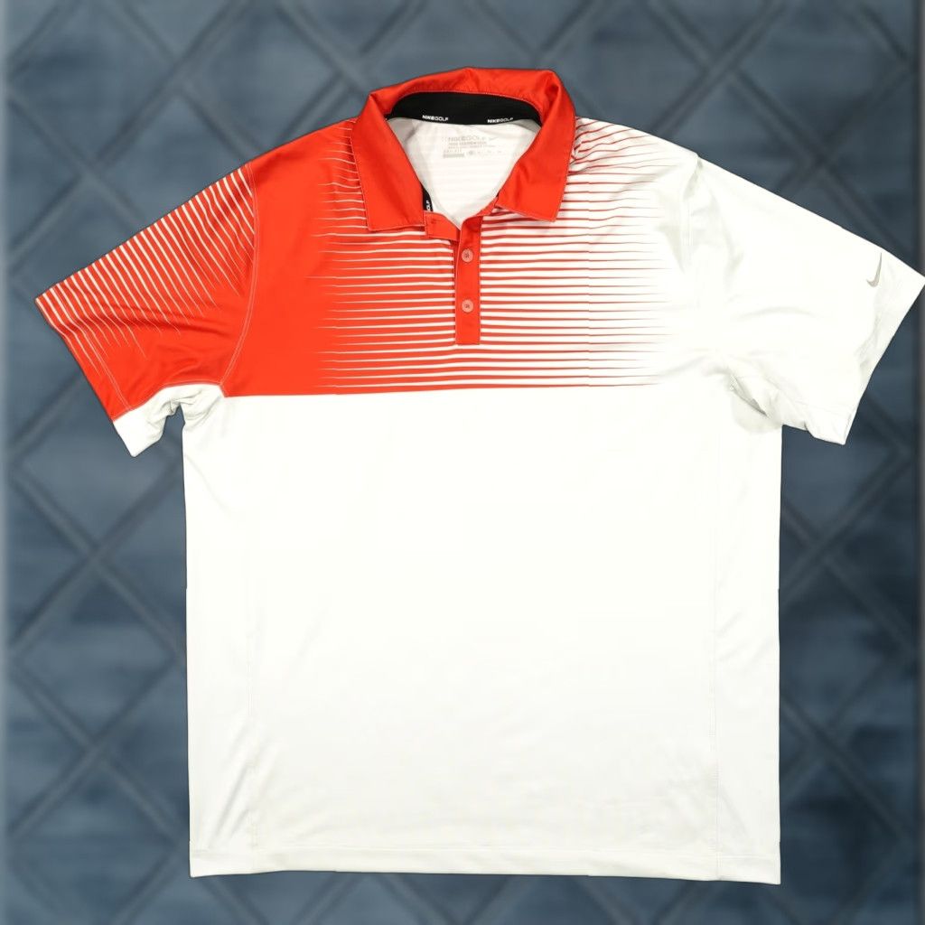 Nike Nike Golf Polo Shirt Mens XL White Red Gradient Stripe Dri-FIT Swoosh Stretch Size US XL / EU 56 / 4 - 1 Thumbnail