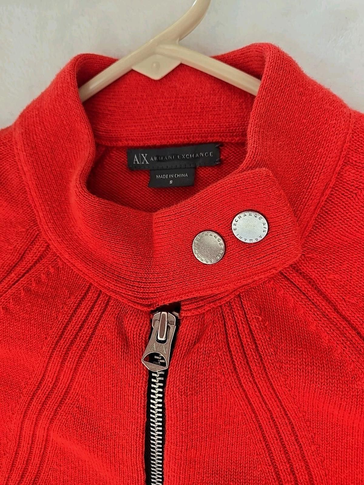Armani Exchange Armani Exchange A|X Red Knit Zip Up Cardigan Sweater Jacket Size S / US 4 / IT 40 - 3 Thumbnail