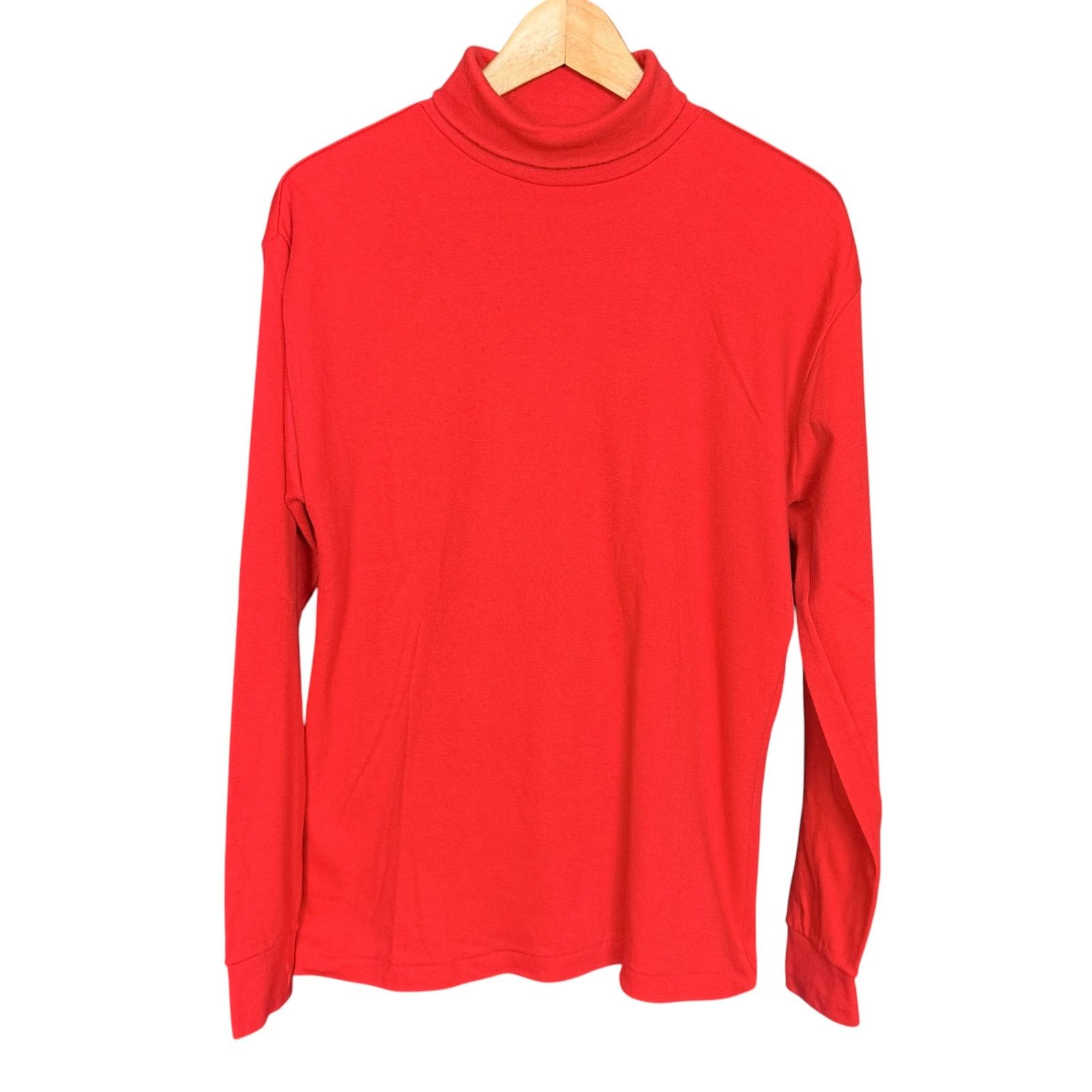 Meister Vintage 80s Meister Men's L Red LS Cotton Turtleneck Shirt Size US L / EU 52-54 / 3 - 1 Thumbnail