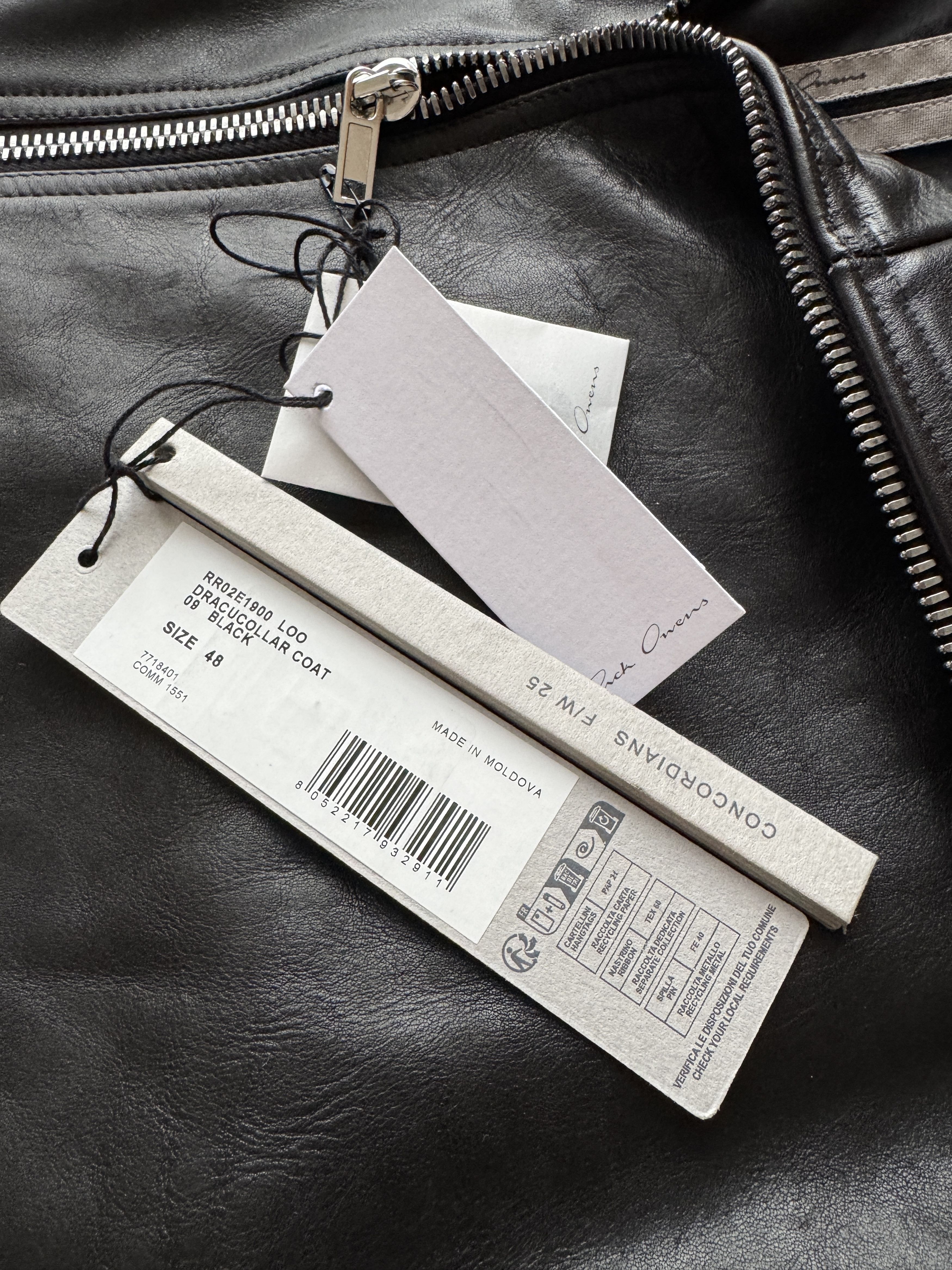 Rick Owens Dracucollar leather coat Size US M / EU 48-50 / 2 - 4 Thumbnail