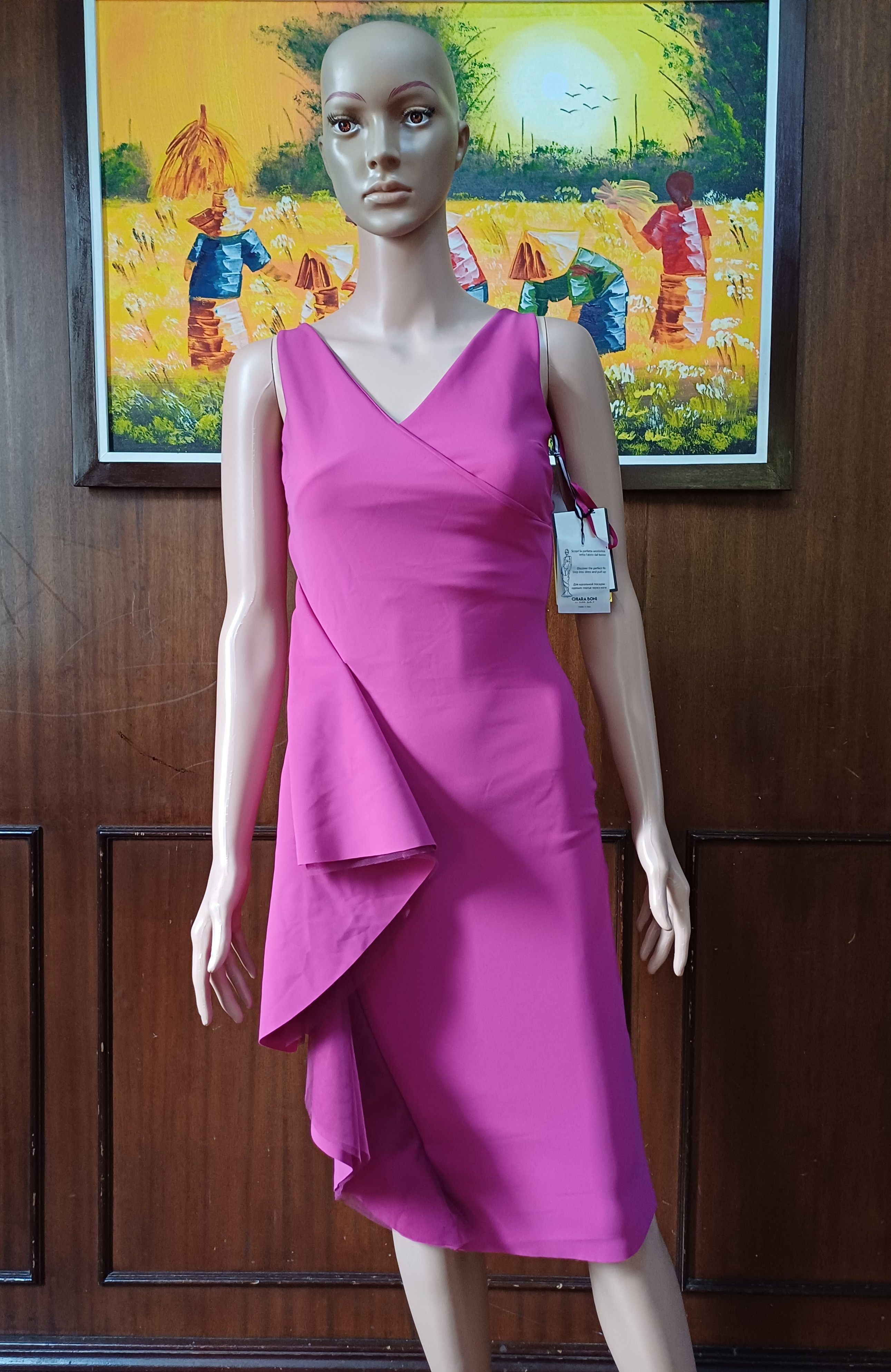 Chiara Boni Chiara Boni Robe Ellia Draped V-Neck Cocktail Dress Size S / US 4 / IT 40 - 7 Thumbnail