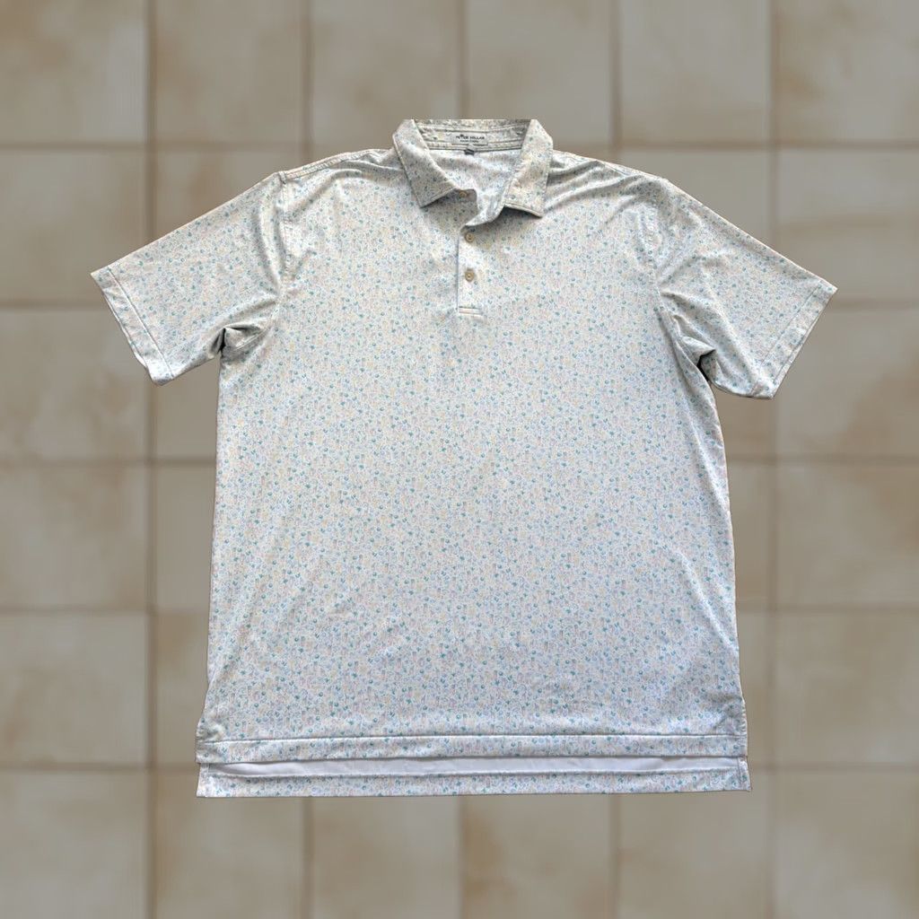 Peter Millar Peter Millar Summer Comfort Polo Shirt XL White Mens Geometric Beach Golf Shirt Size US XL / EU 56 / 4 - 1 Thumbnail