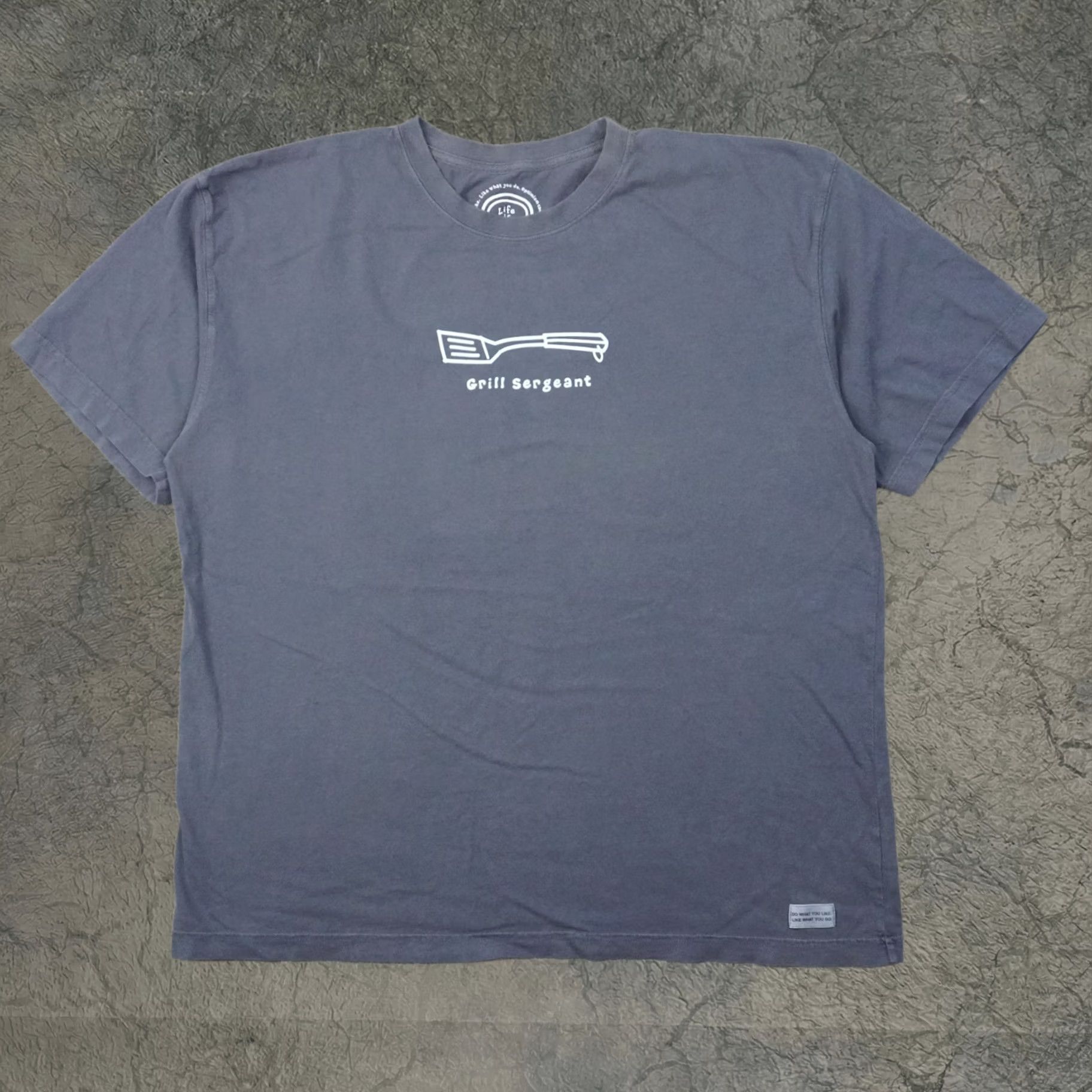 Life Is Good Shirt Mens Large Gray Grill Sergeant Graphic Short Sleeve, Men's
