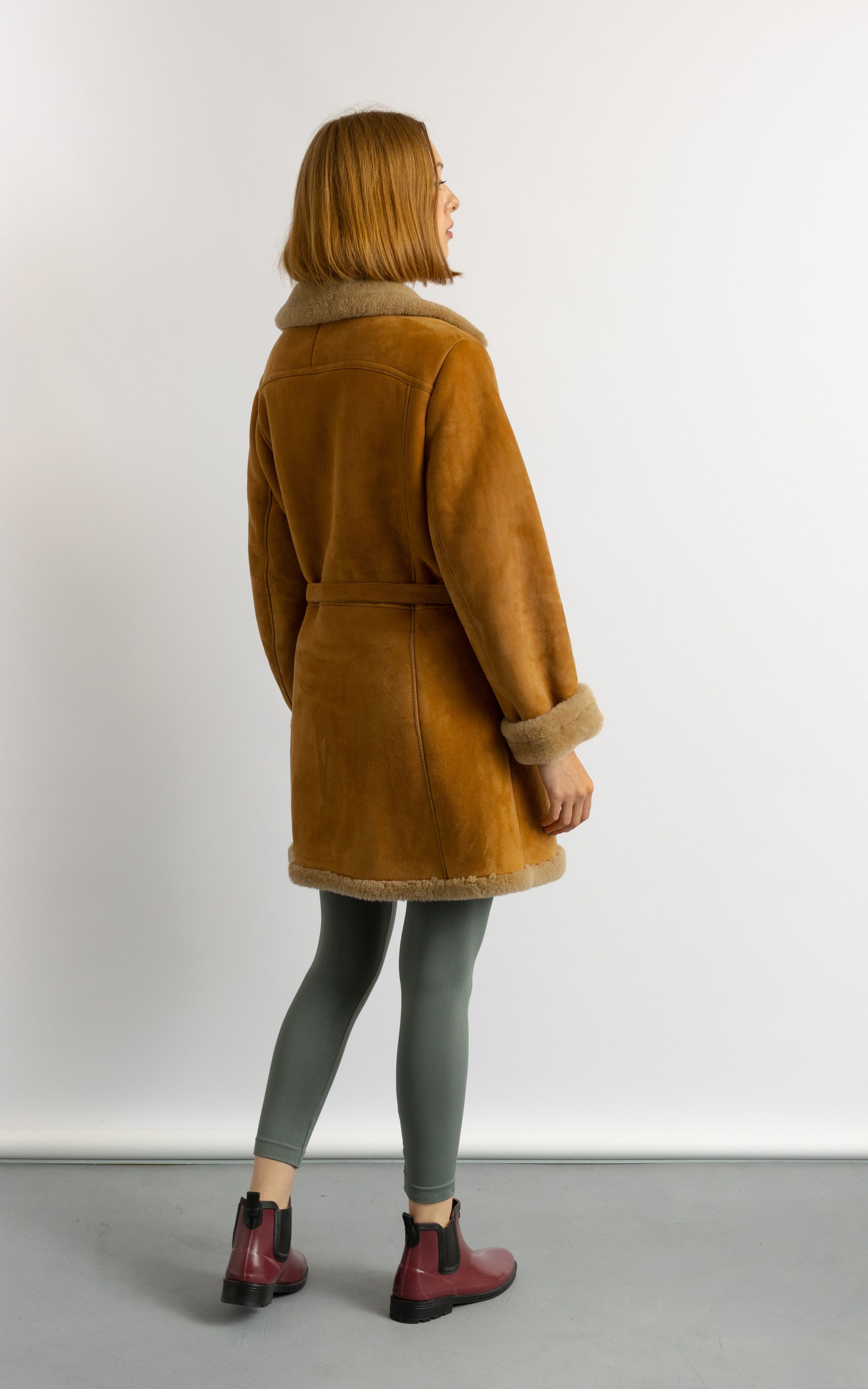 Vintage Women Winter Sheepskin Suede Coat 80s Medium size5932 Size M / US 6-8 / IT 42-44 - 6 Thumbnail