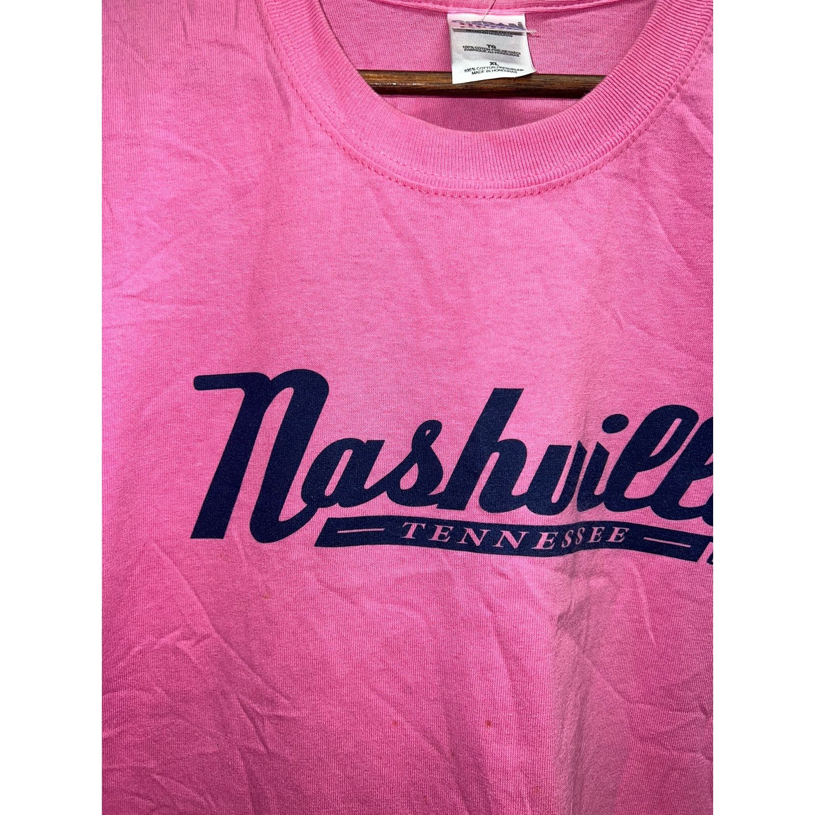 Gildan Vintage Nashville Shirt Tennessee USA City Pink Tee VTG XL Size US XL / EU 56 / 4 - 3 Thumbnail