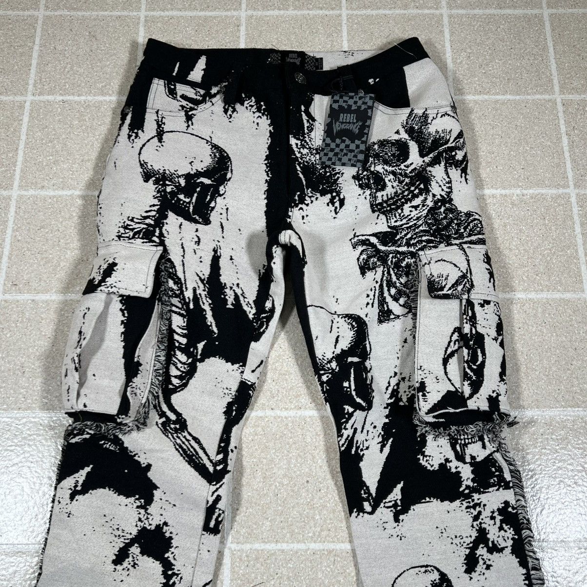 Other Rebel Vengeance Skull Skeleton Tapestry Cargo Pant Sz30 Goth Size US 30 / EU 46 - 2 Thumbnail