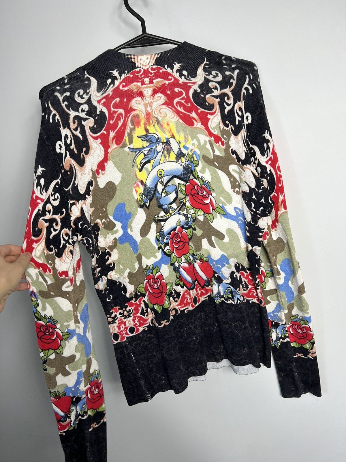 Ed Hardy × Vintage Sweater y2k heart flowers fire birds ed hardy Size S / US 4 / IT 40 - 4 Thumbnail