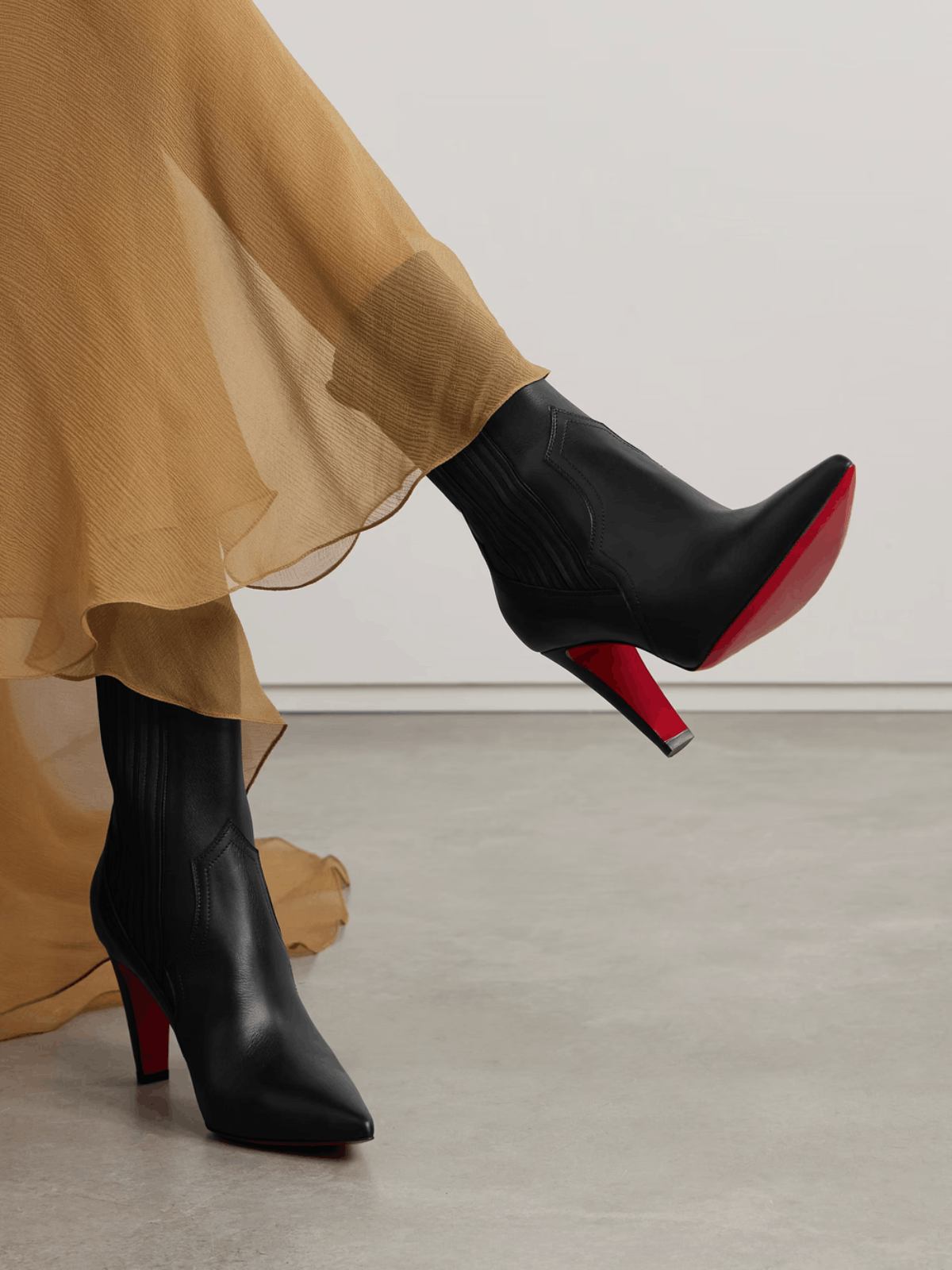 Christian Louboutin Santigag 85 Black Calf Leather Mid Calf Ankle Heel Boot 37 Size US 7 / IT 37 - 3 Thumbnail