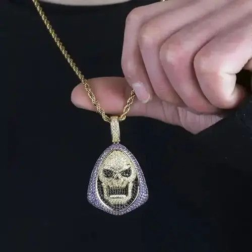 VIBE Zircon Skull Pendant Chain Necklace Size ONE SIZE - 1 Thumbnail
