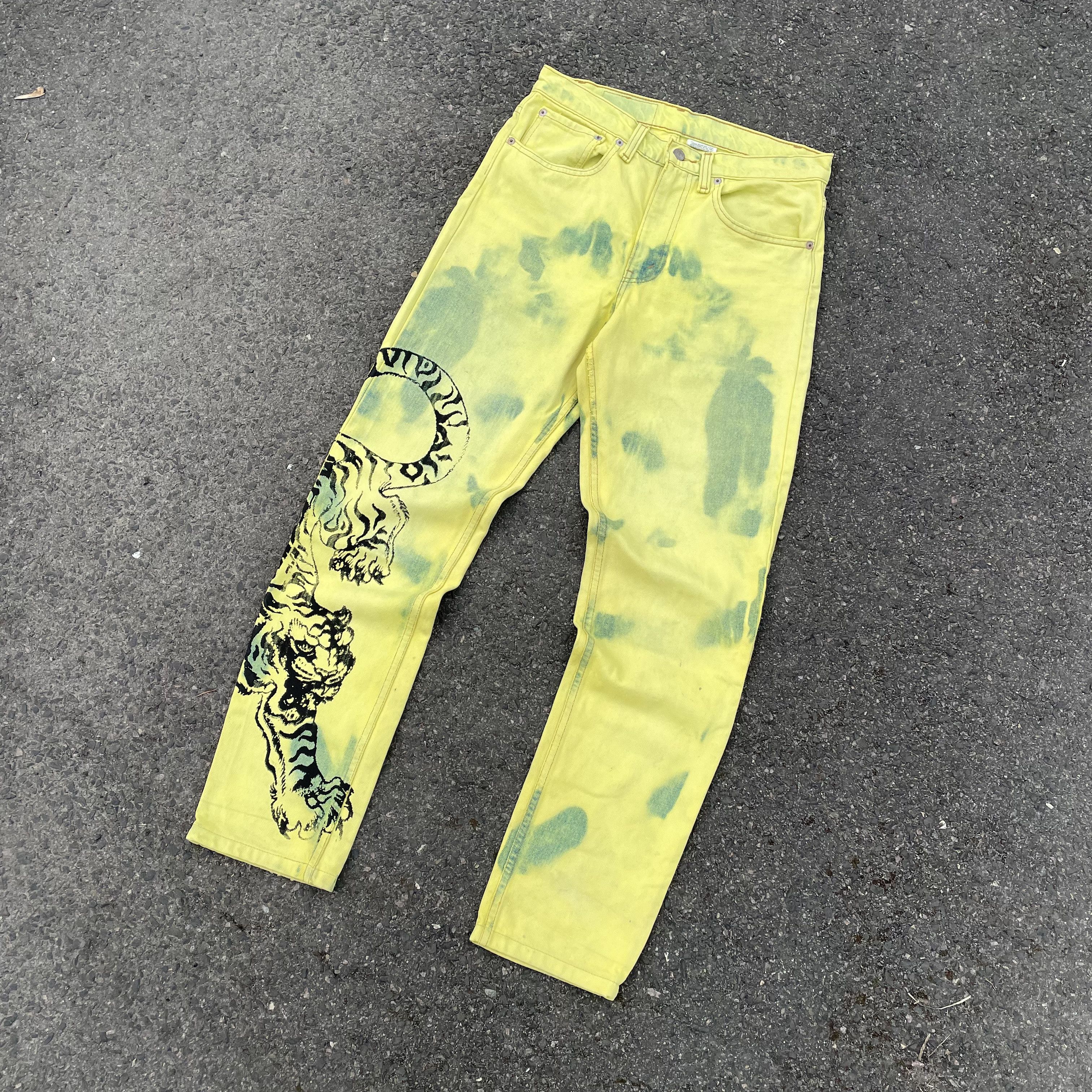 Levi's Vintage Levi's Custom Tiger Pants Graphic Bleach Wash Y2K Size US 31 - 8 Thumbnail