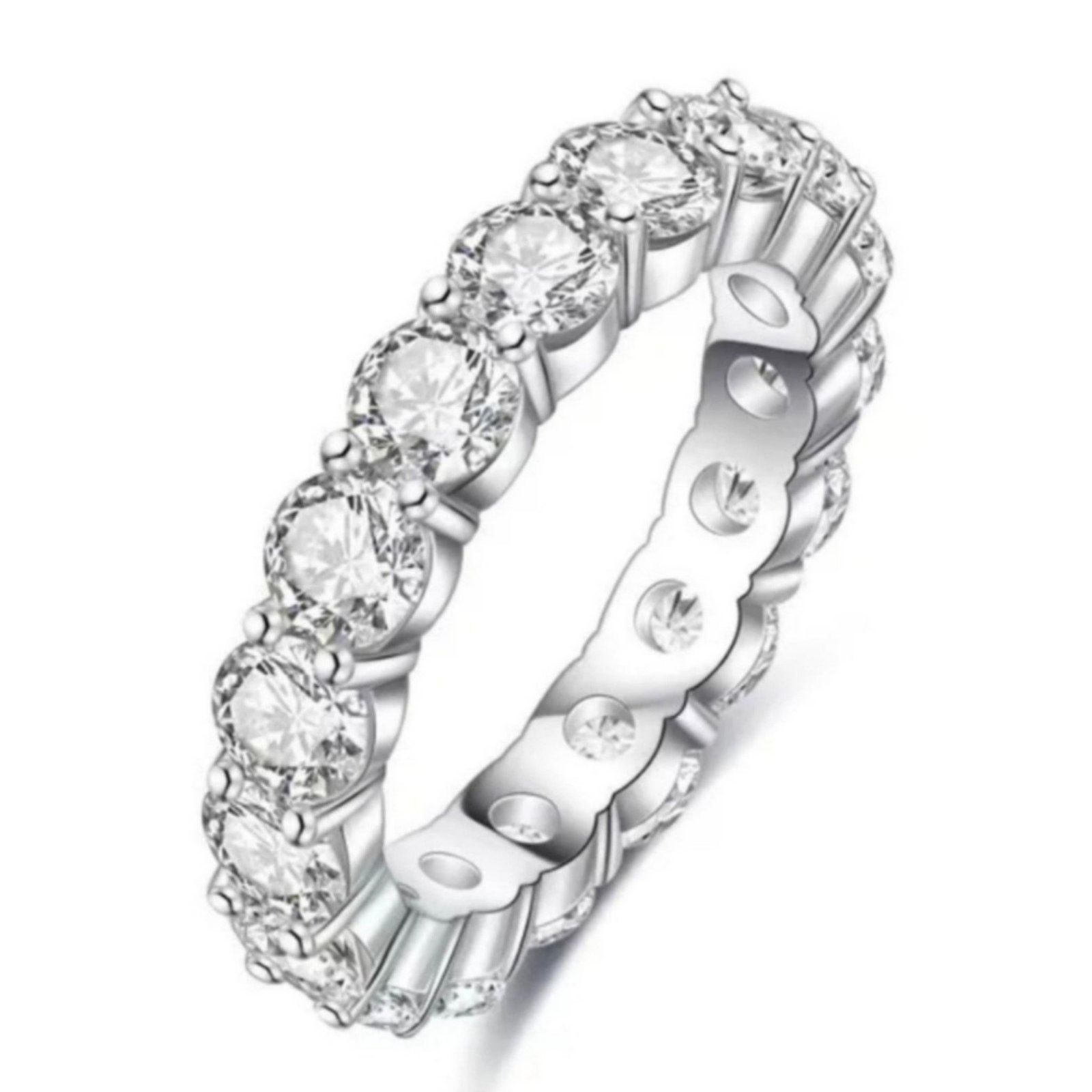 Other Round Moissanite Ring Full Eternity Band Tennis 9 NWT Size ONE SIZE - 11 Thumbnail