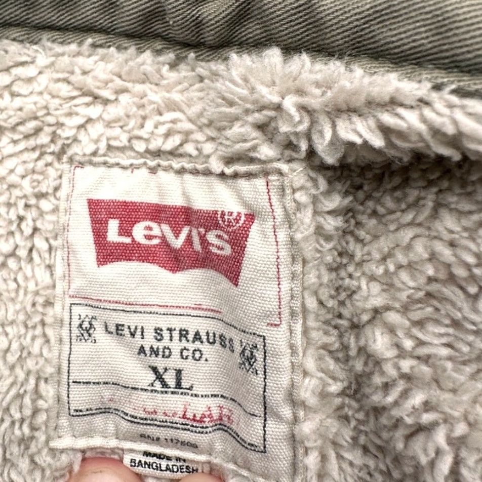 Levi's Levi's Button-Up Shacket Mens XL Long Sleeve Brown Twill Sherpa Pile Lined Button Up Shirt Size US XL / EU 56 / 4 - 3 Thumbnail