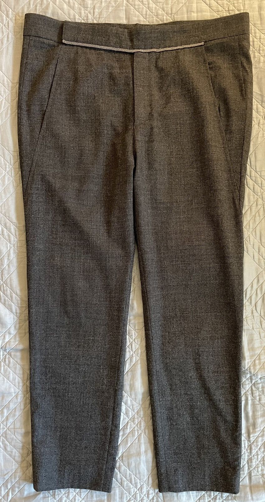 Brunello Cucinelli Monili Trim Micro Check Wool Ankle Pant Size 28" / US 6 / IT 42 - 1 Thumbnail