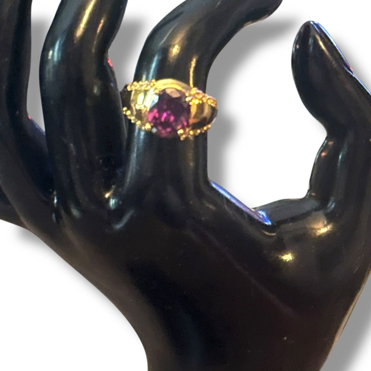 Other Gold tone purple gemstone and simulated diamonds ring Size ONE SIZE - 2 Thumbnail