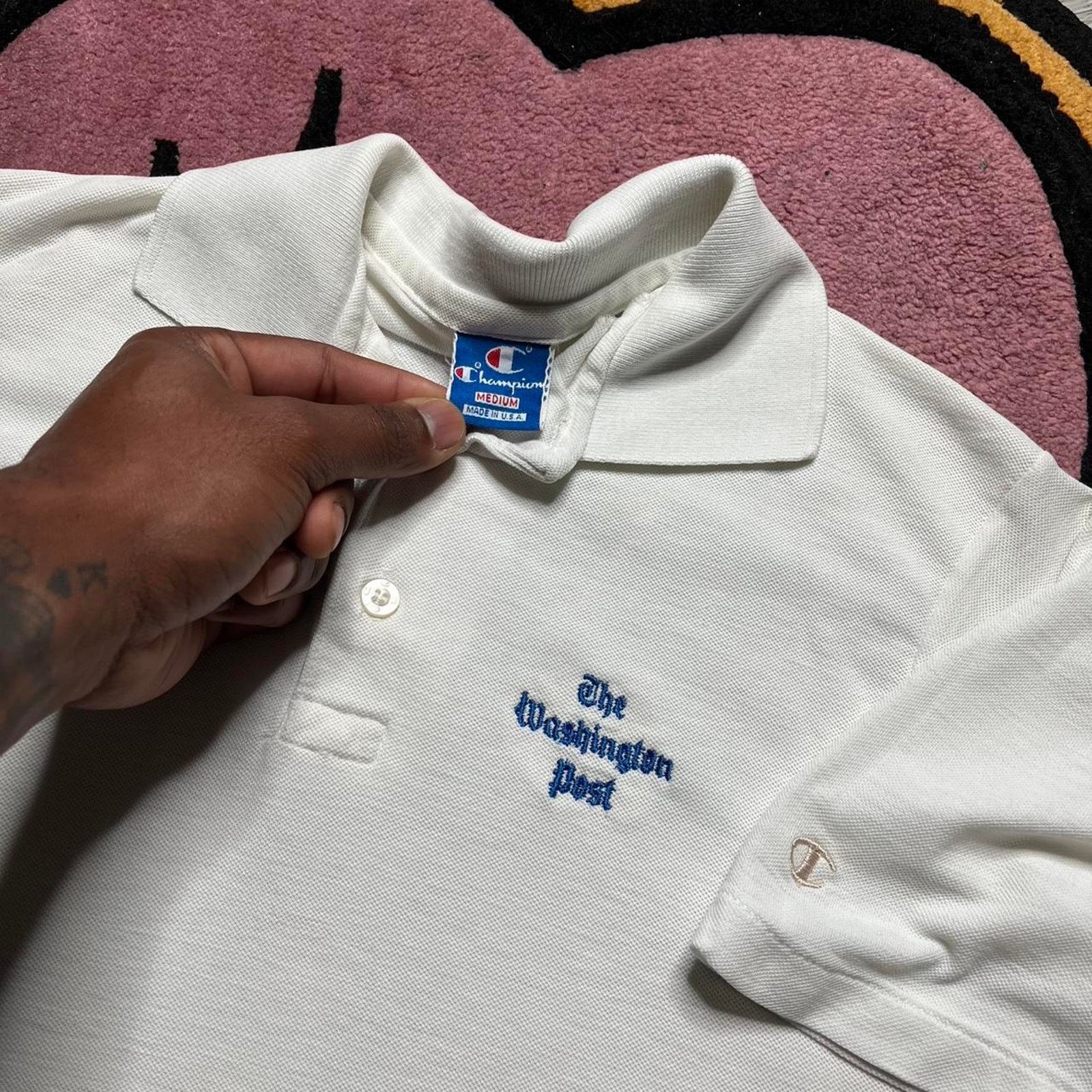 Champion × Vintage Vintage 90’s Champion The Washington Post Polo Shirt Size US M / EU 48-50 / 2 - 3 Thumbnail
