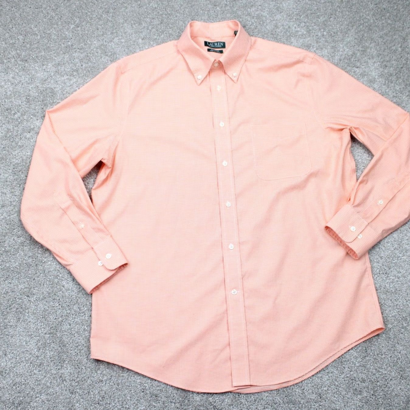 Ralph Lauren Ralph Lauren LAUREN Dress Shirt Mens 16 32/33 Orange Regular Fit Stretch Fabric Shirt Long Sleeve Button Collared Logo Size 42R - 2 Thumbnail