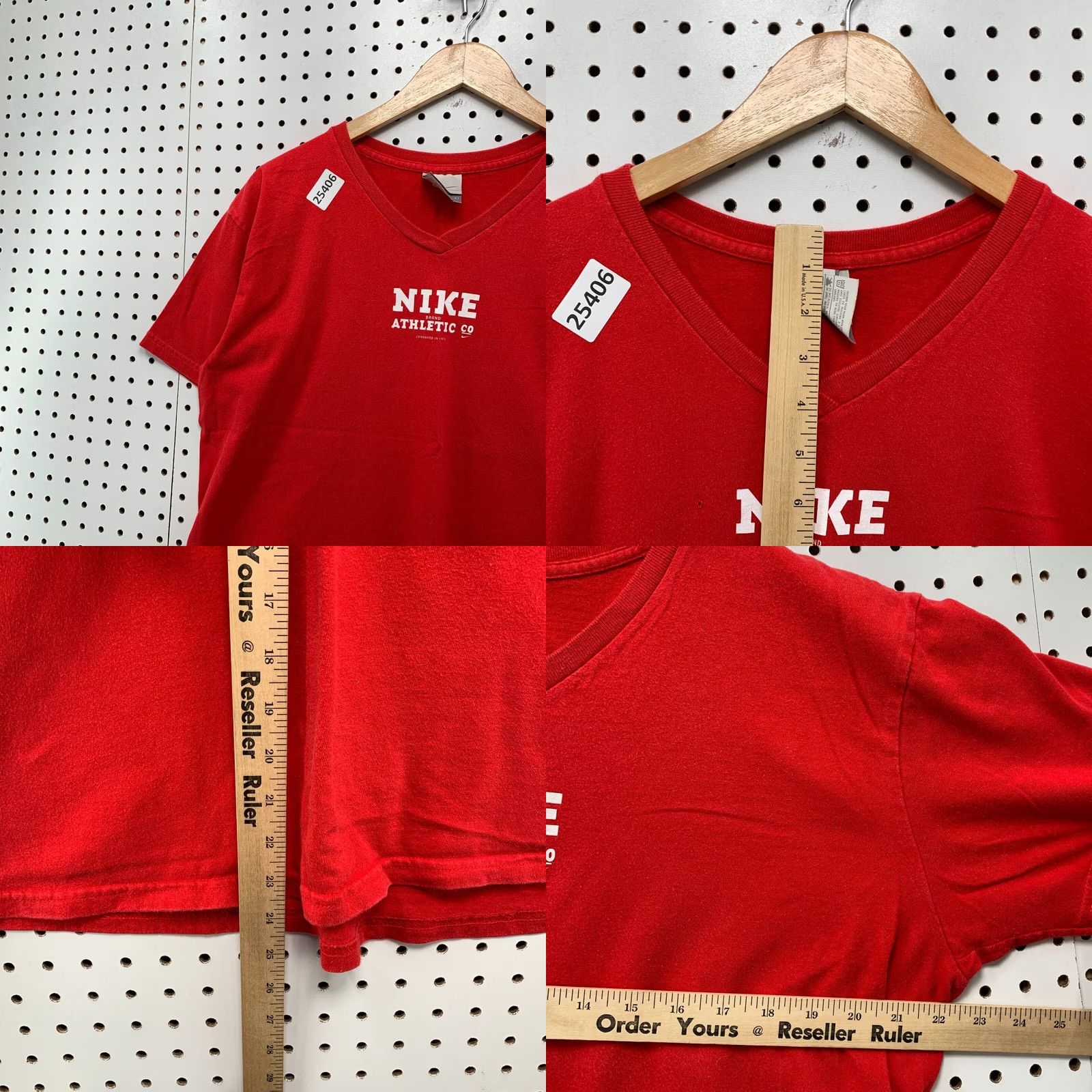 Nike VINTAGE Nike Shirt Red V Neck White Spell Out Womens Large 22.5x24.5 Size L / US 10 / IT 46 - 8 Thumbnail