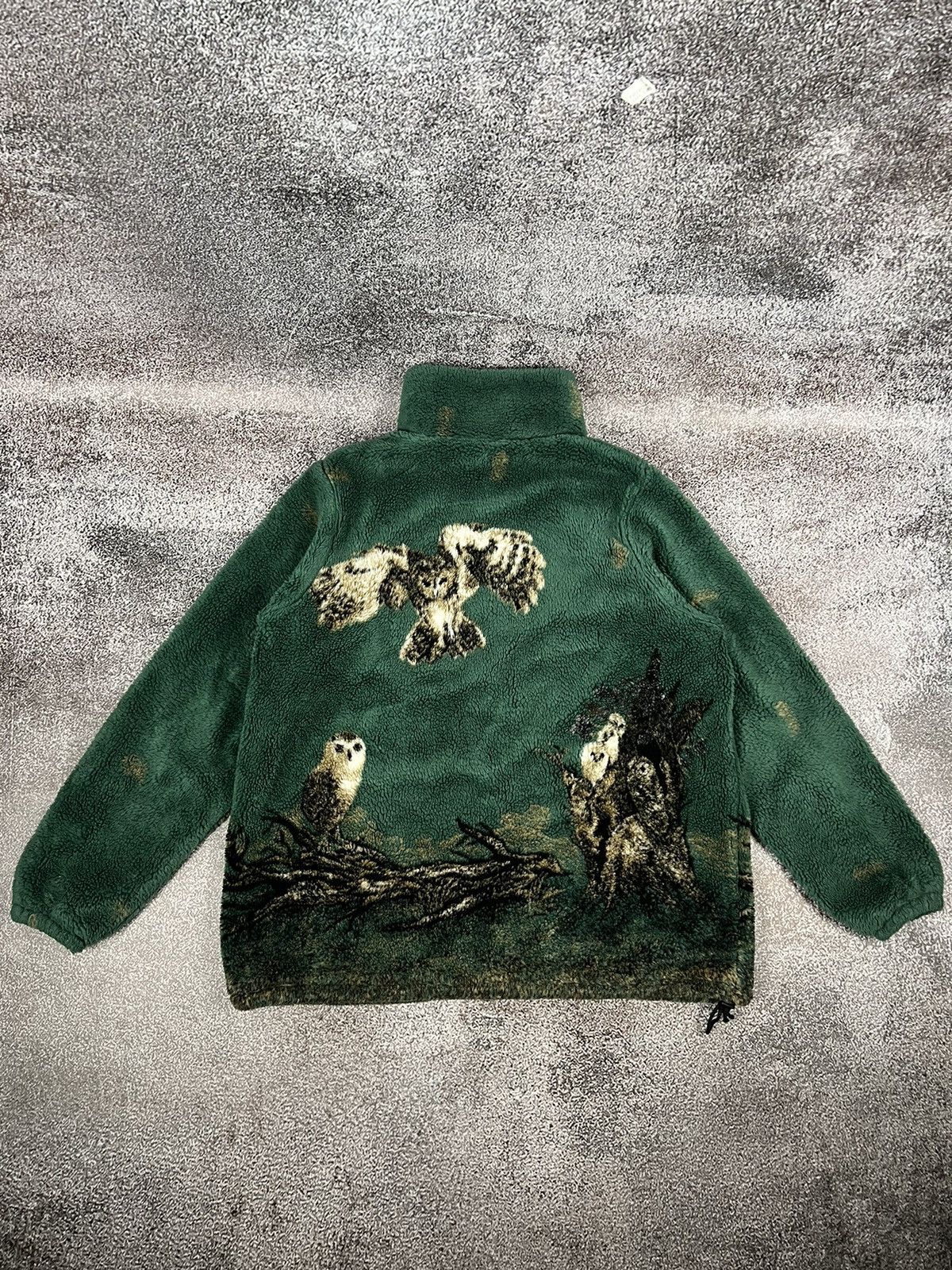 image of Vintage Owl Sherpa Fleece Farfield Made In U.k Animal Nature Hiking in Khaki, Men's (Size XL)