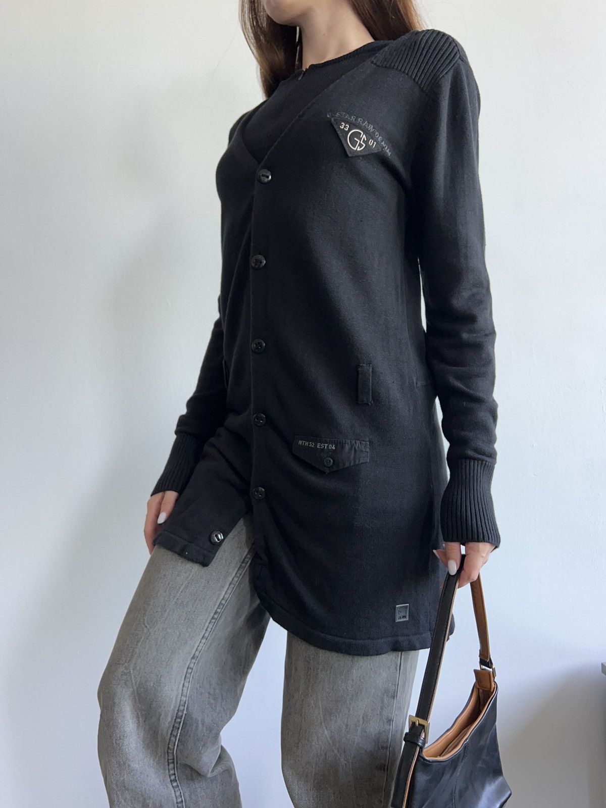 G-Star × Vintage G - Star RAW Knit Long Black Cardigan Jumper Size L / US 10 / IT 46 - 1 Thumbnail