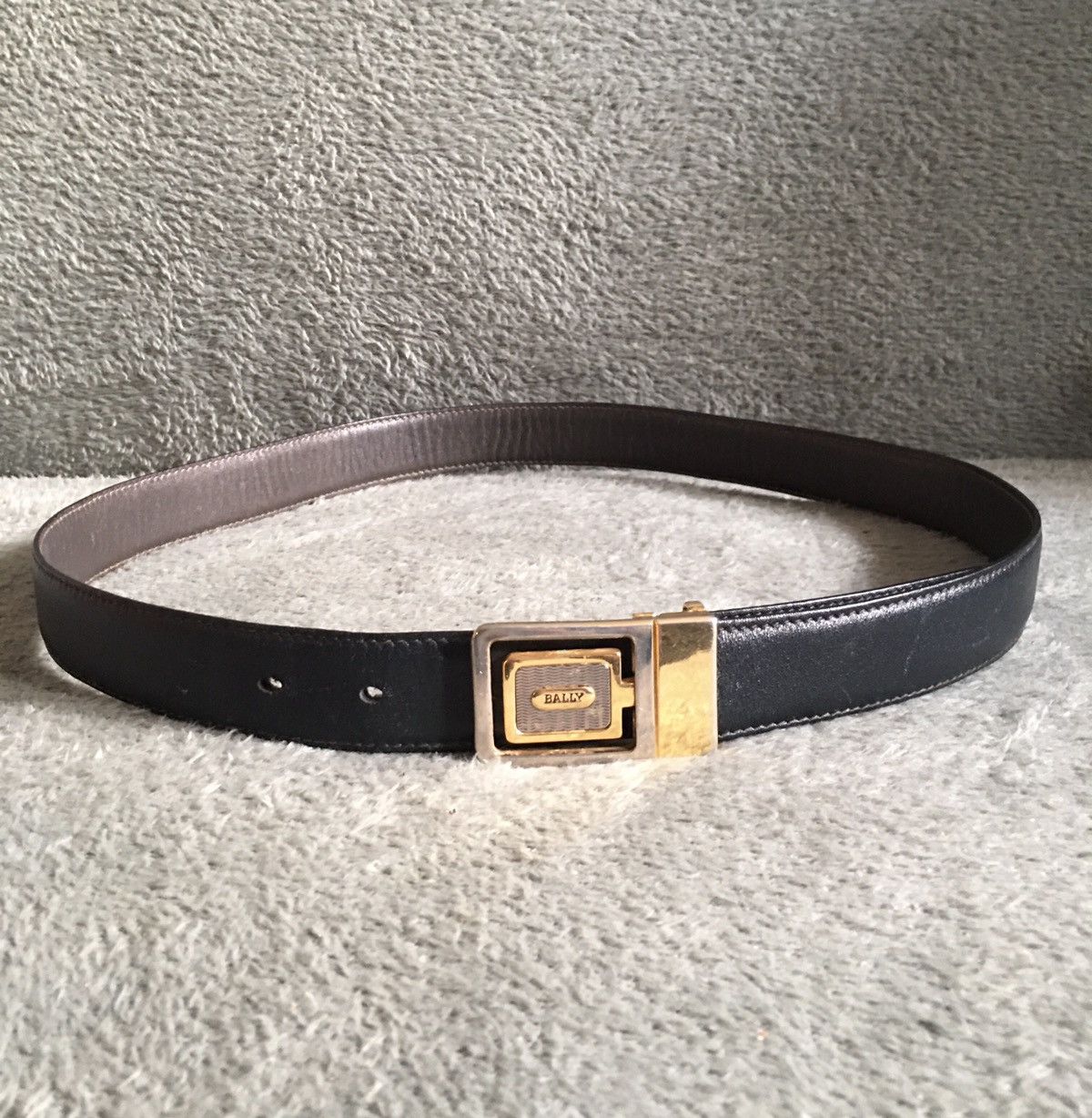 Bally BALLY Black/Grey Leather Italy Mens Belt Size ONE SIZE - 5 Thumbnail