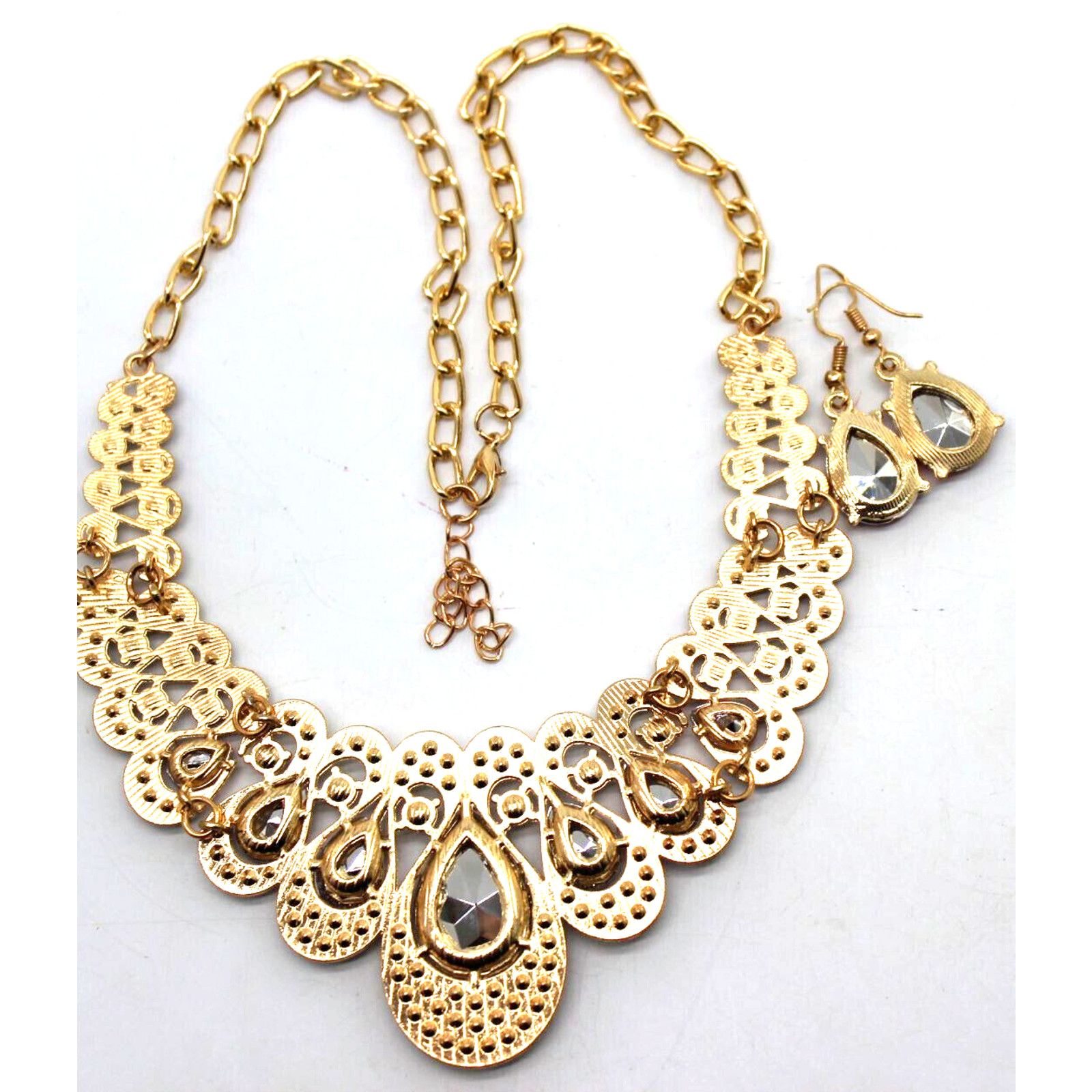 Other Red & Clear Tear Drop Rhinestone Necklace & Earring Set Size ONE SIZE - 2 Thumbnail