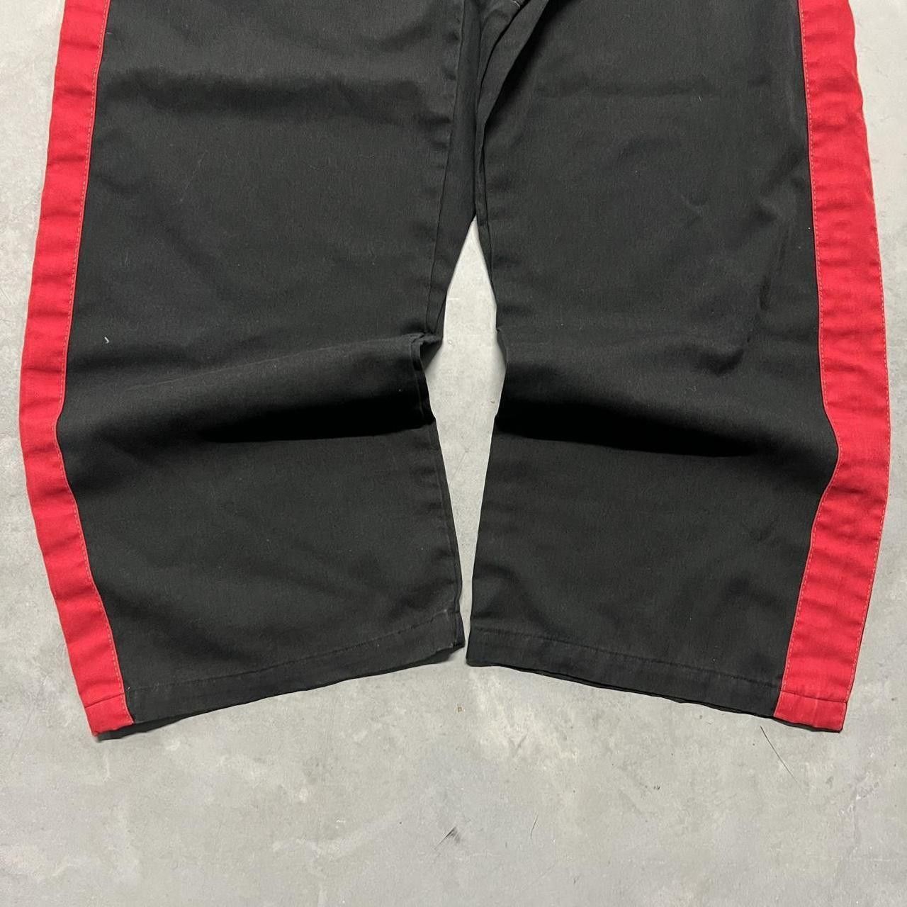 Vintage Crazy Vintage Y2K/2000s Super Baggy Red Stripe Black SweatPants with adjustable waistband and drawstring! Size US 36 / EU 52 - 3 Thumbnail