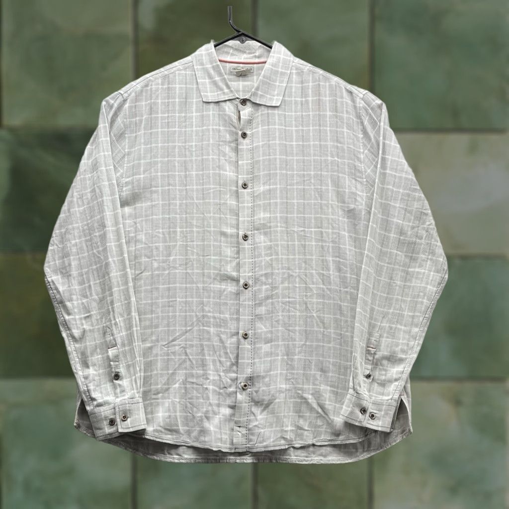 Carbon2Cobalt Carbon 2 Cobalt Shirt Mens Large Plaid Check Windowpane Gray Linen Blend Cotton Button-Up Casual Shirt Size US L / EU 52-54 / 3 - 1 Thumbnail