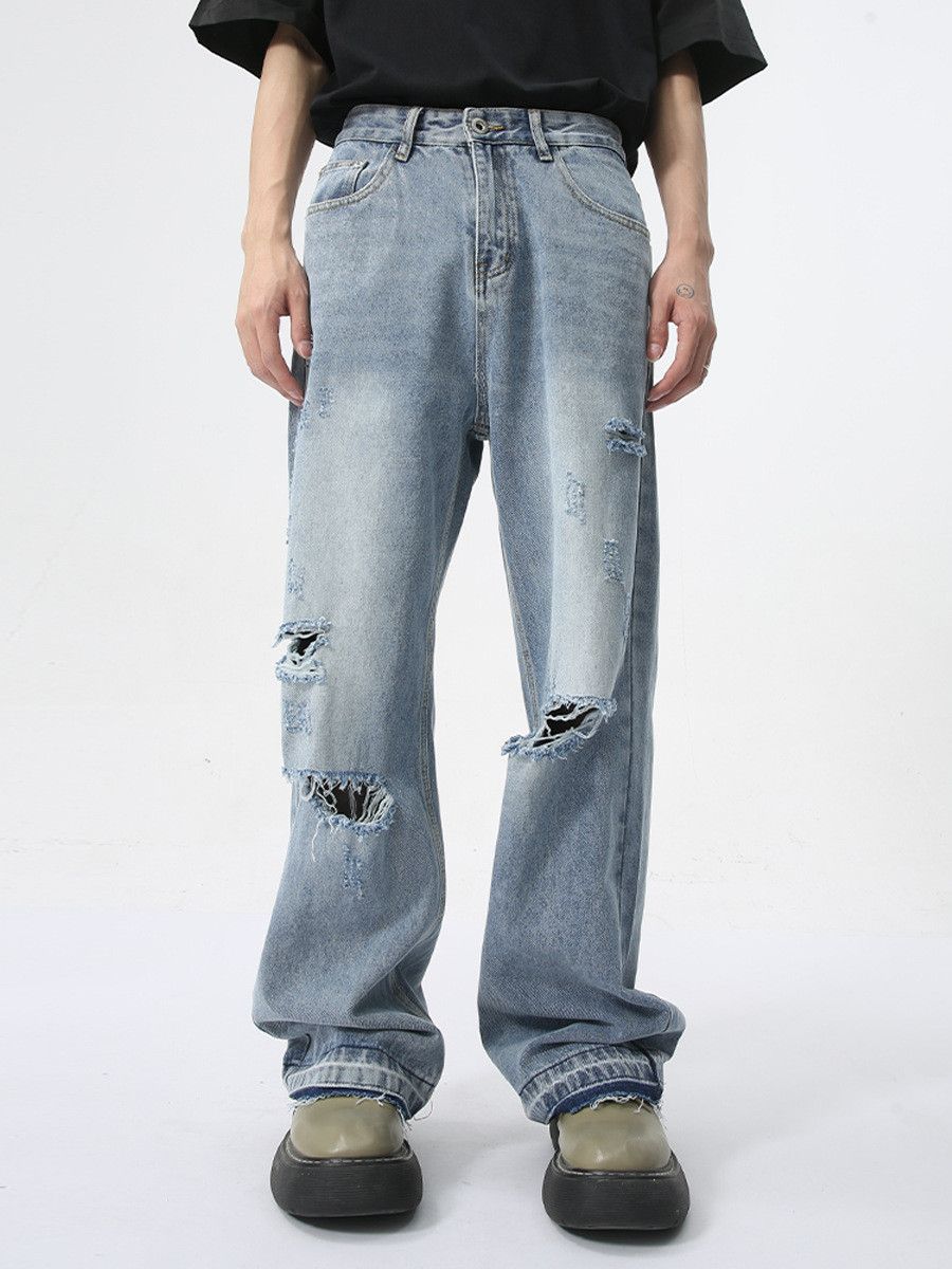 Vintage Men's distressed street style straight leg ripped jeans Size US 32 / EU 48 - 1 Thumbnail