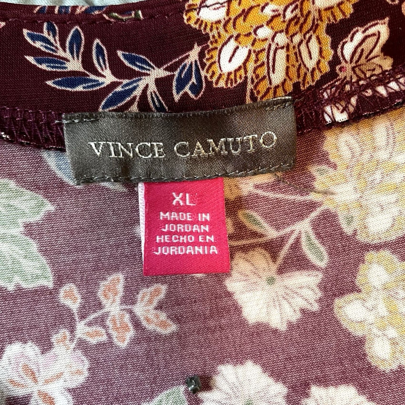 Vince Camuto Vince Camuto Blouse XL Burgundy Floral Knit Puff Sleeve Cardigan? Size XL / US 12-14 / IT 48-50 - 4 Thumbnail