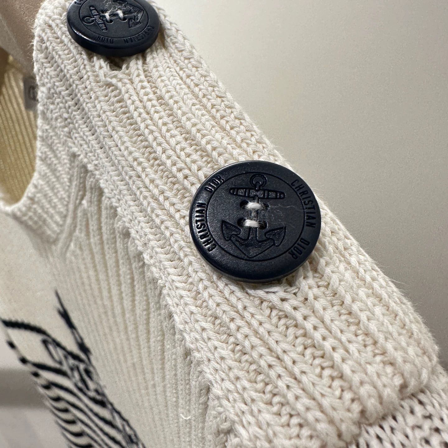 Christian Dior Monsieur Dior apr62 Star Slogan Stripe Shoulder-Tab Knit 36 Cotton Size XS / US 0-2 / IT 36-38 - 7 Thumbnail