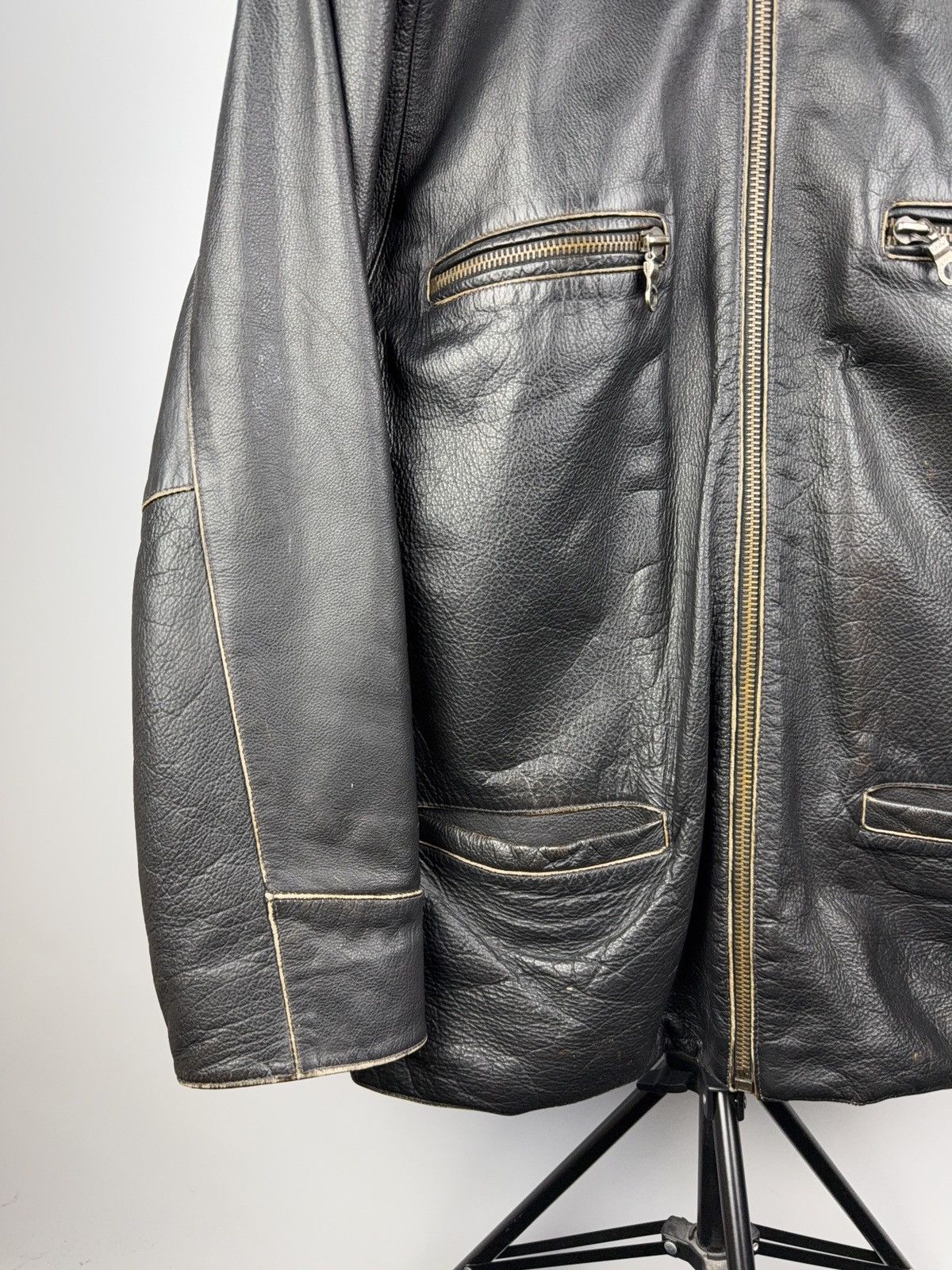 Leather Vintage 90s Gipsy Mauritius Black Leather Moto Biker Jacket Size US XL / EU 56 / 4 - 3 Thumbnail
