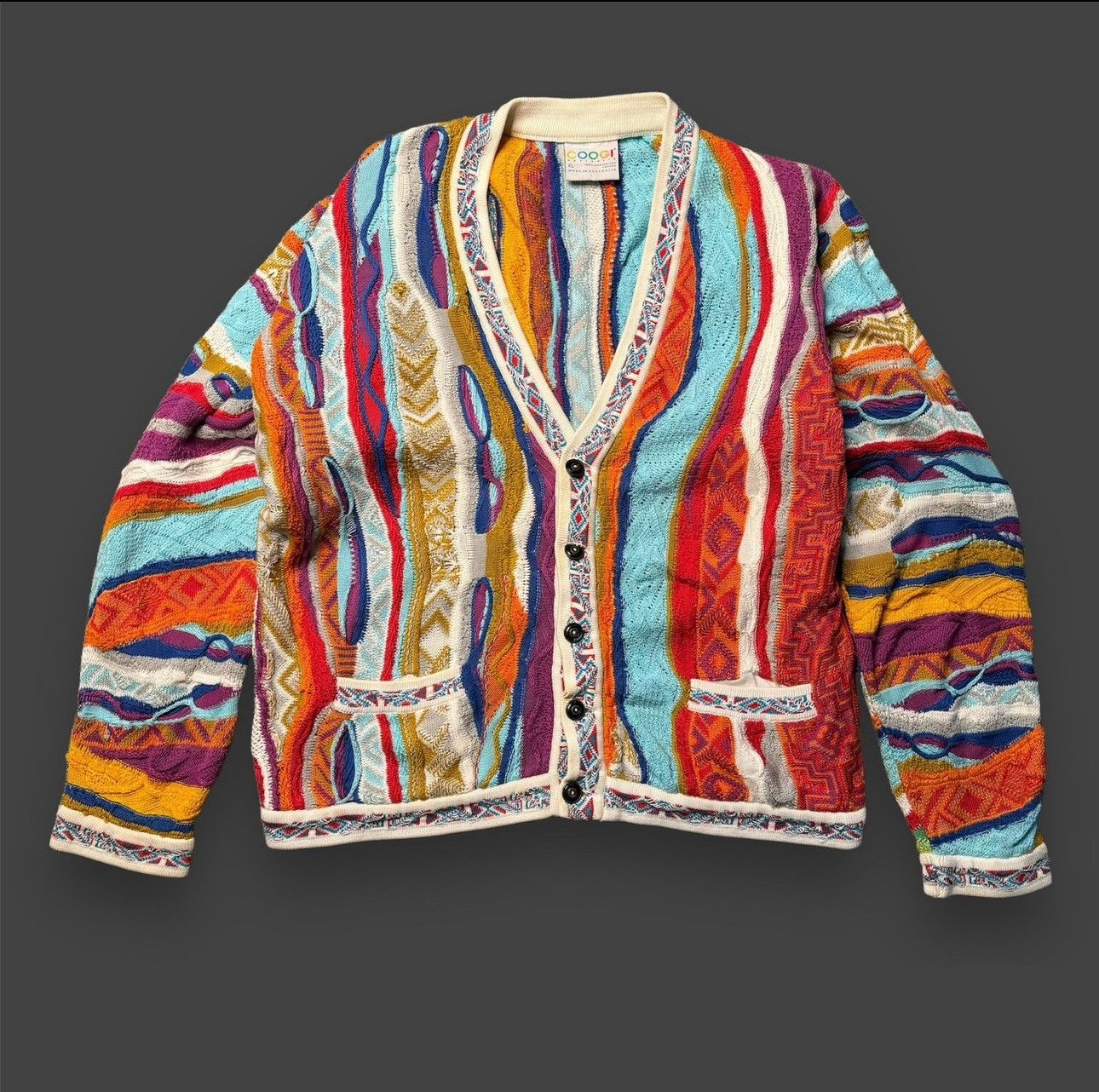 image of Coogi Vintage Coodi Cardigan W Pockets Multicolor Xl, Men's