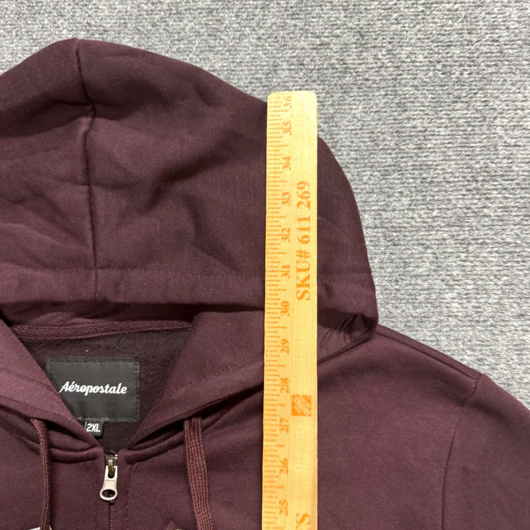 Aeropostale Y2K Aeropostale Full-zip Jacket Men 2XL Maroon Black Hooded Embroidered Cotton Blend Distressed Size US XXL / EU 58 / 5 - 4 Thumbnail