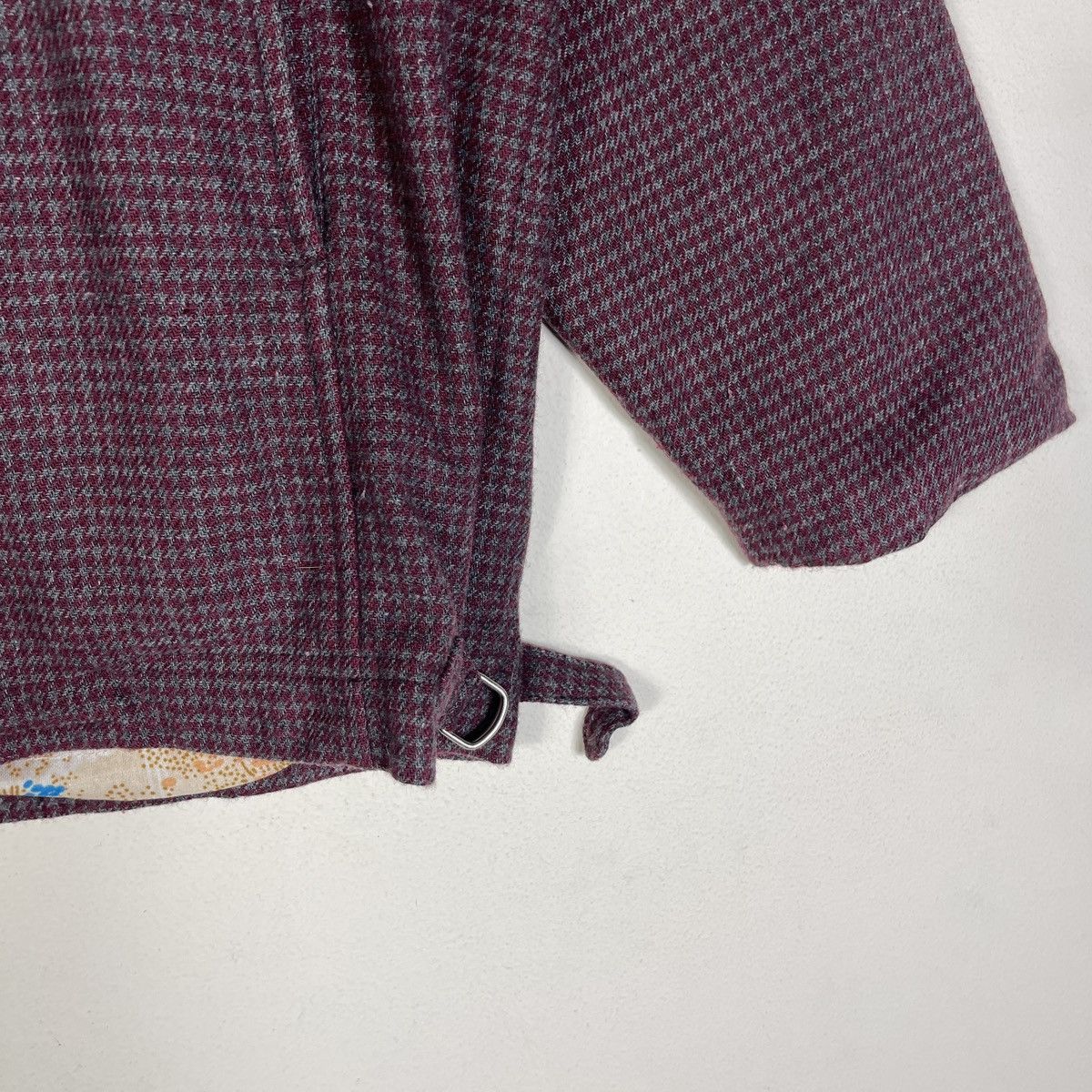 Vintage 🔥Burgundy🔥Vintage Modern Top Houndstooth Boxy Blouson Jacket Size US M / EU 48-50 / 2 - 6 Thumbnail